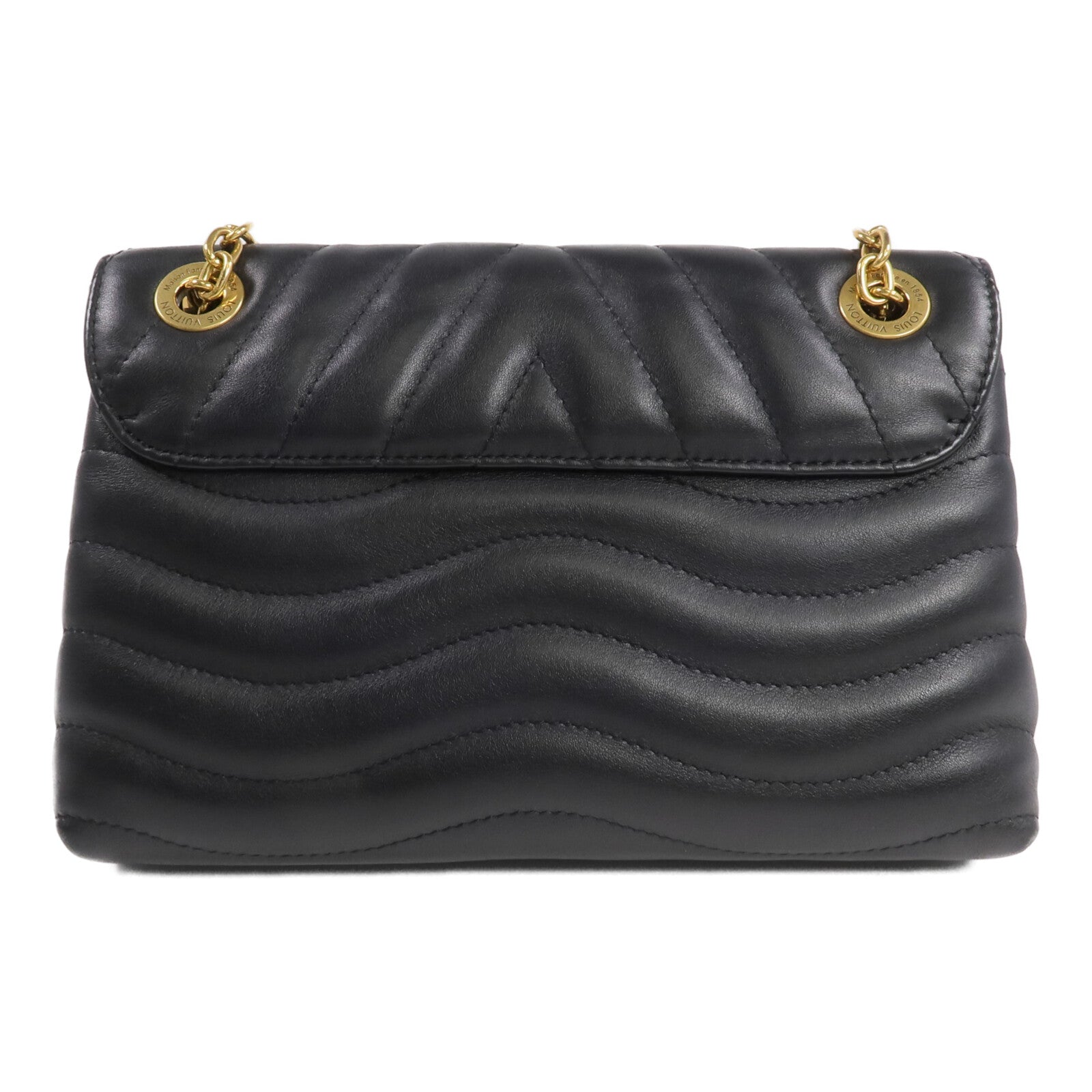 LOUIS VUITTON 牛皮皮革New Wave Chain Bag MM金扣鏈帶肩背袋