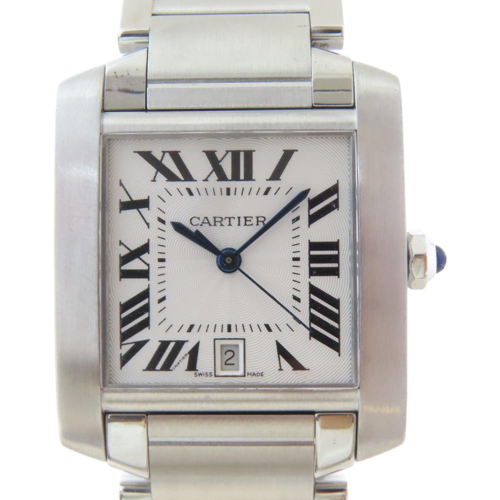 CARTIER Tank Francaise不鏽鋼手錶自動機芯白色#16.75cm