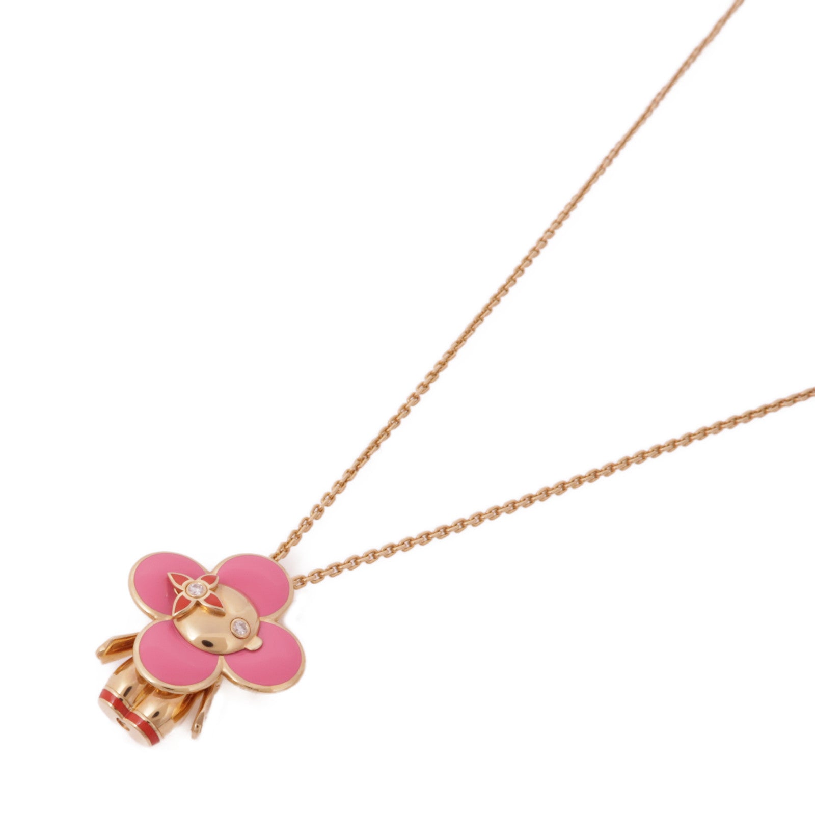 LOUIS VUITTON LV Vivienne Pendant Necklace Diamond 18K Pink Gold