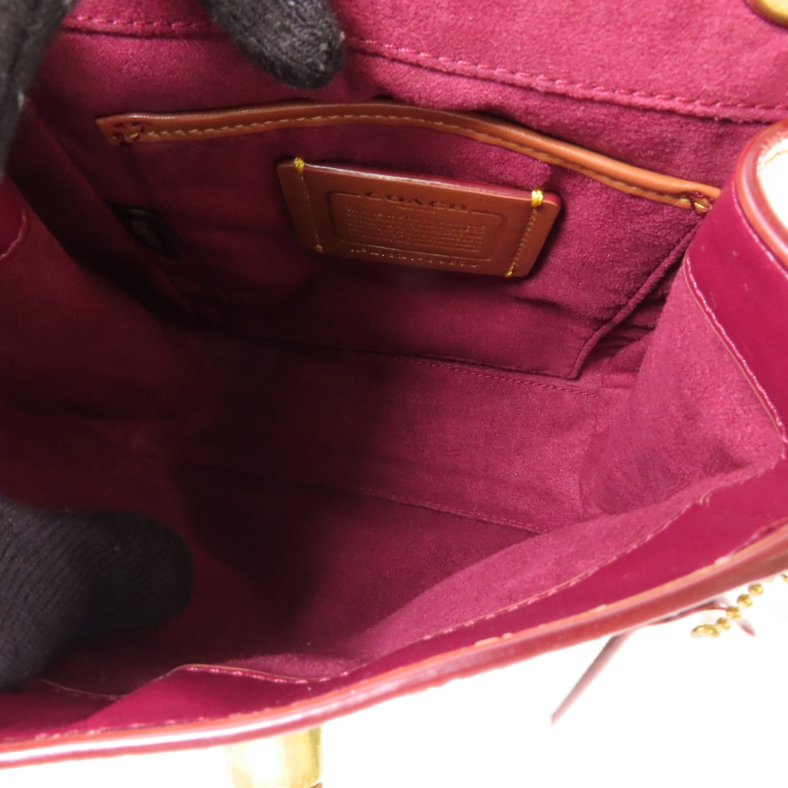 COACH 塗層帆布/牛皮皮革Backpack金扣鏈帶背包