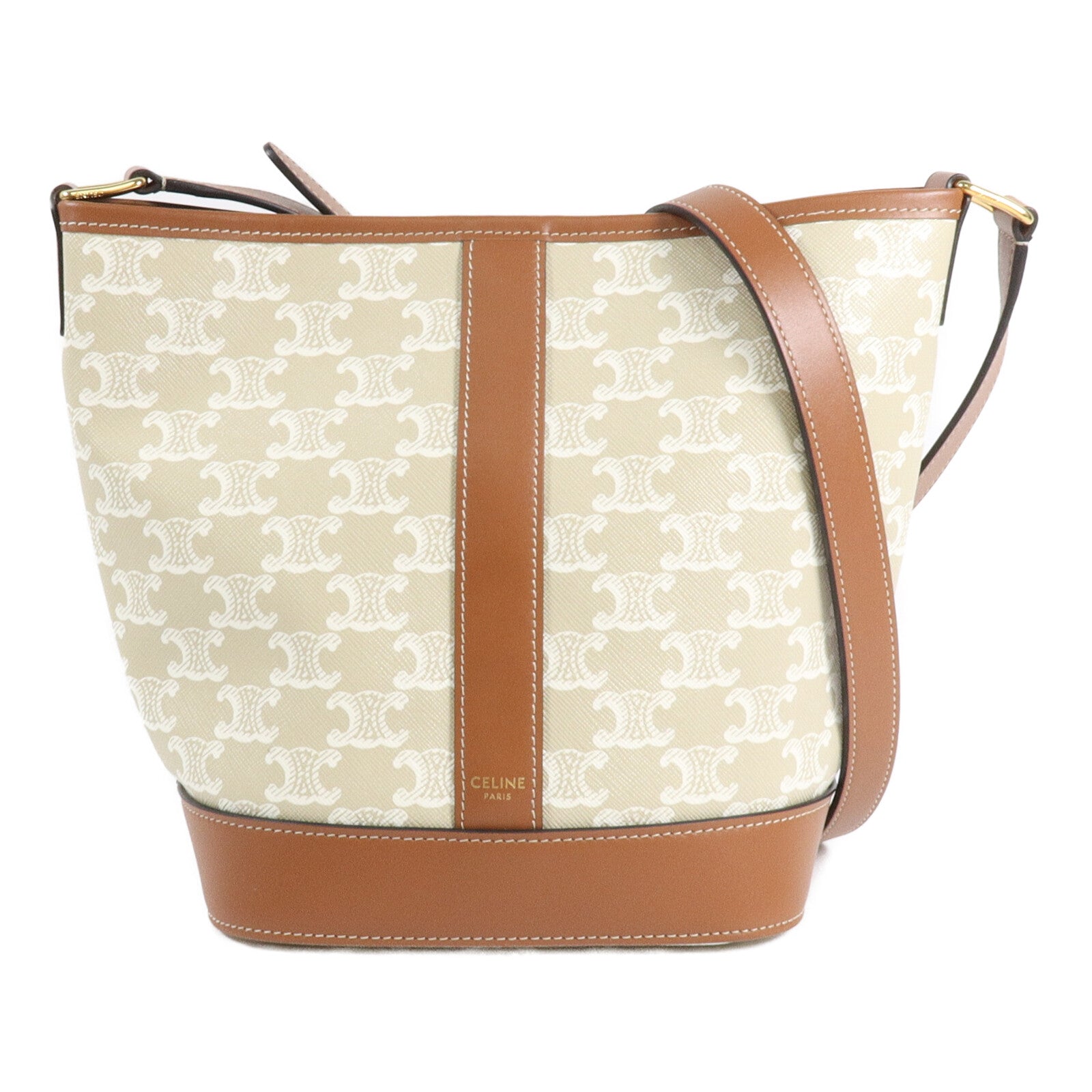 CELINE 塗層帆布Triomphe Small Bucket Bag肩背袋