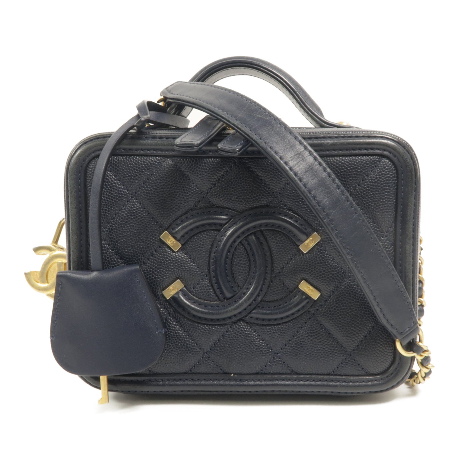 CHANEL 牛皮皮革Vanty Case Small鏈帶肩背袋