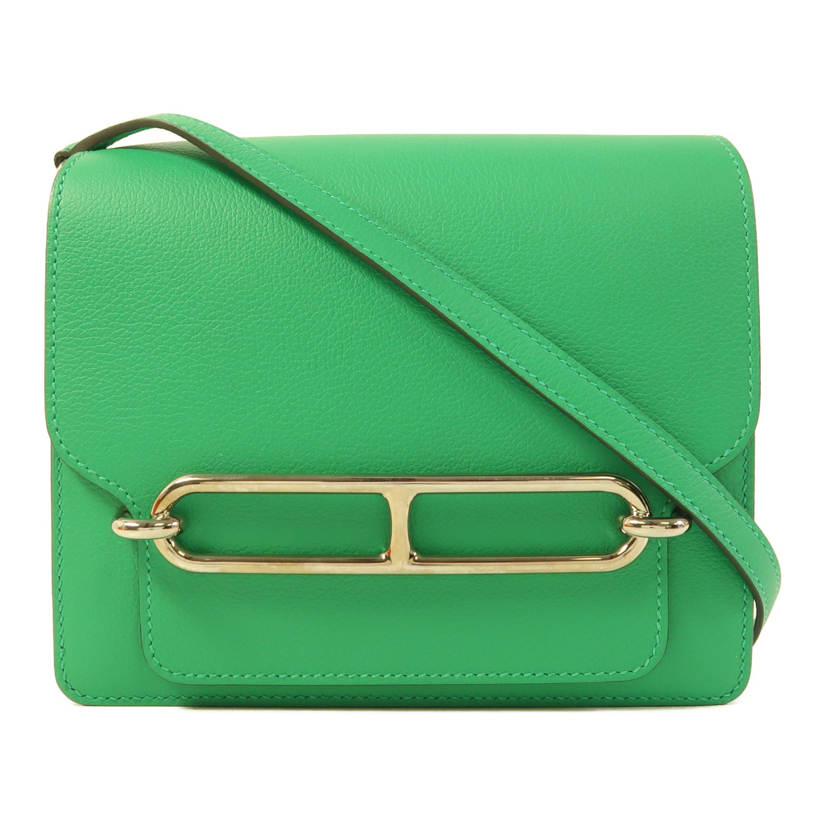 HERMES Evercolor皮革Roulis Mini銀扣肩背袋Menthe