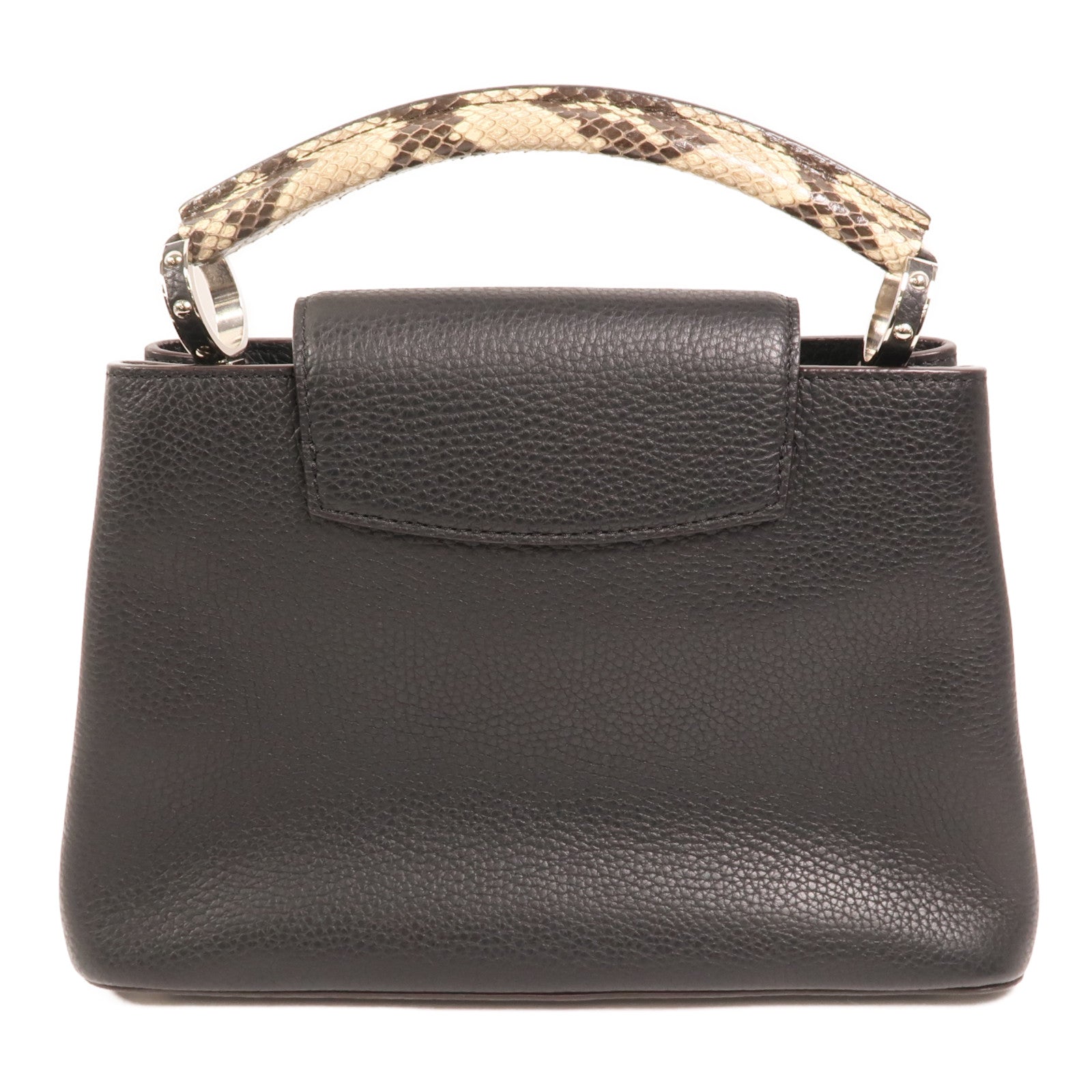 LOUIS VUITTON Taurillon/蛇皮皮革Capucines BB銀扣手挽肩背兩用袋