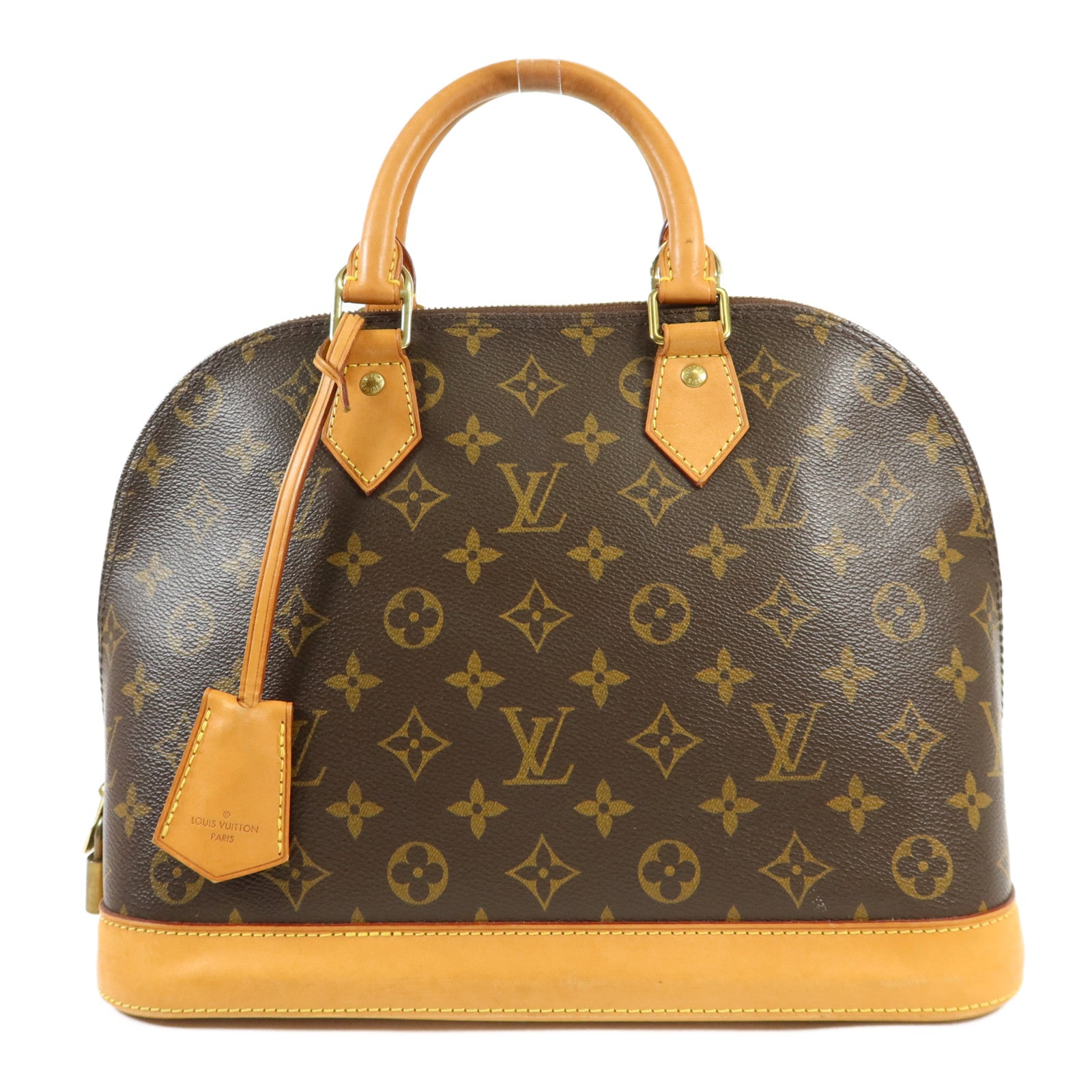LOUIS VUITTON Monogram Alma金扣手挽袋棕色