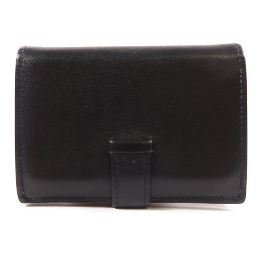 HERMES 【激減優惠】Tadleakt皮革Bearn Card Case金扣卡片套黑色