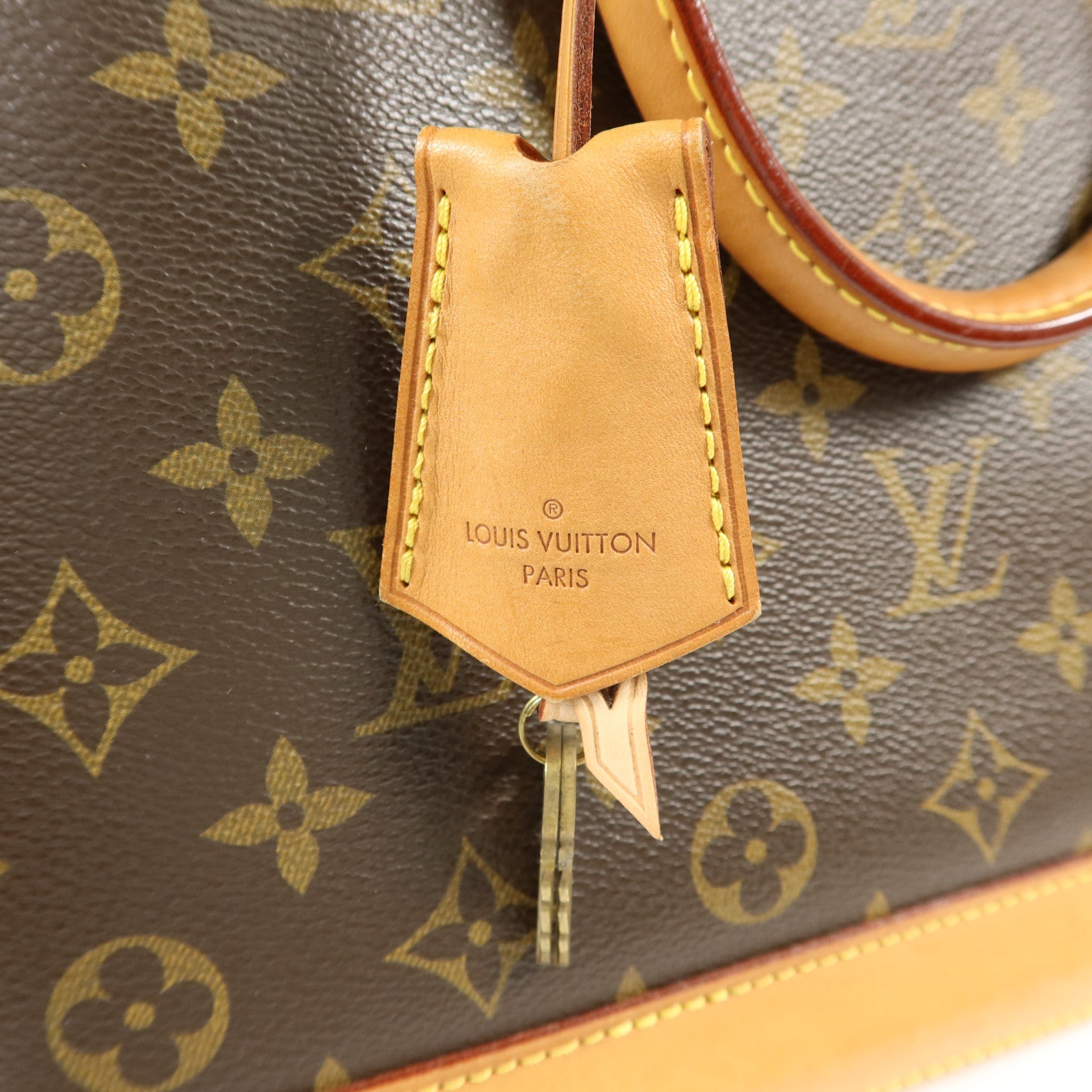 LOUIS VUITTON Monogram Alma金扣手挽袋棕色