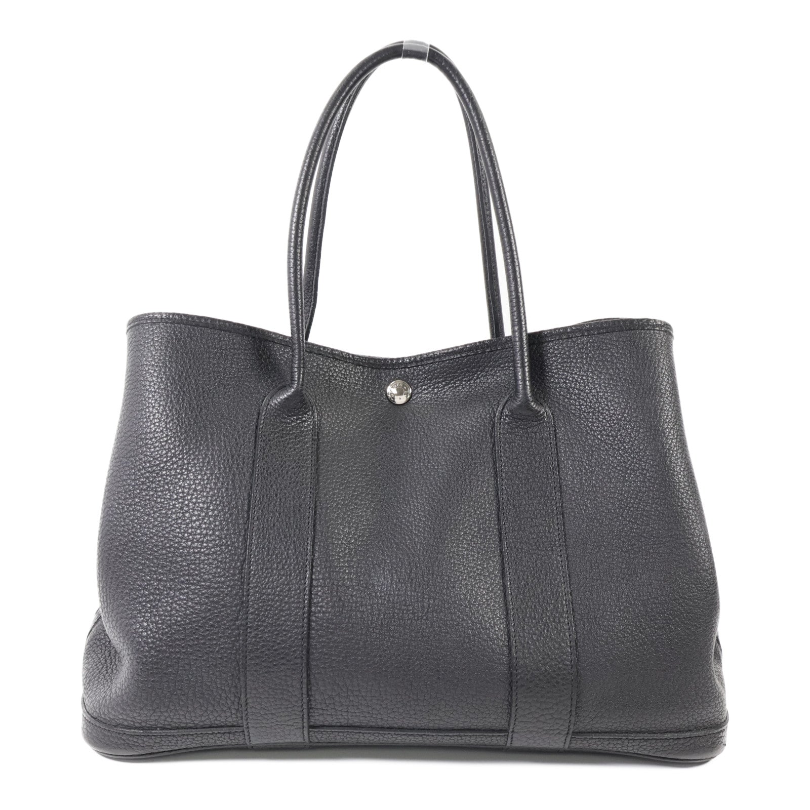 HERMES Negonda皮革GardenParty PM銀扣手挽袋Noir