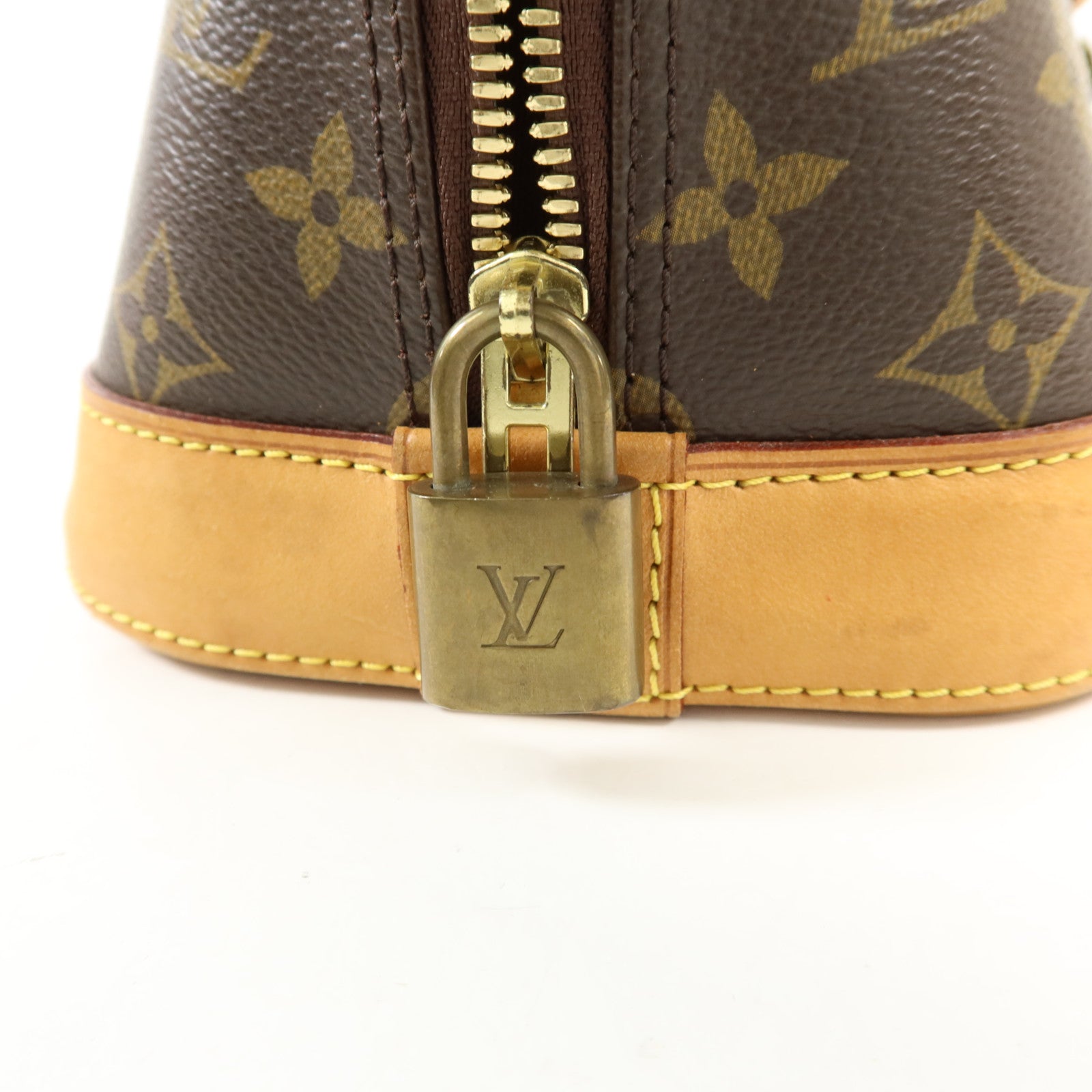 LOUIS VUITTON Monogram Alma金扣手挽袋棕色
