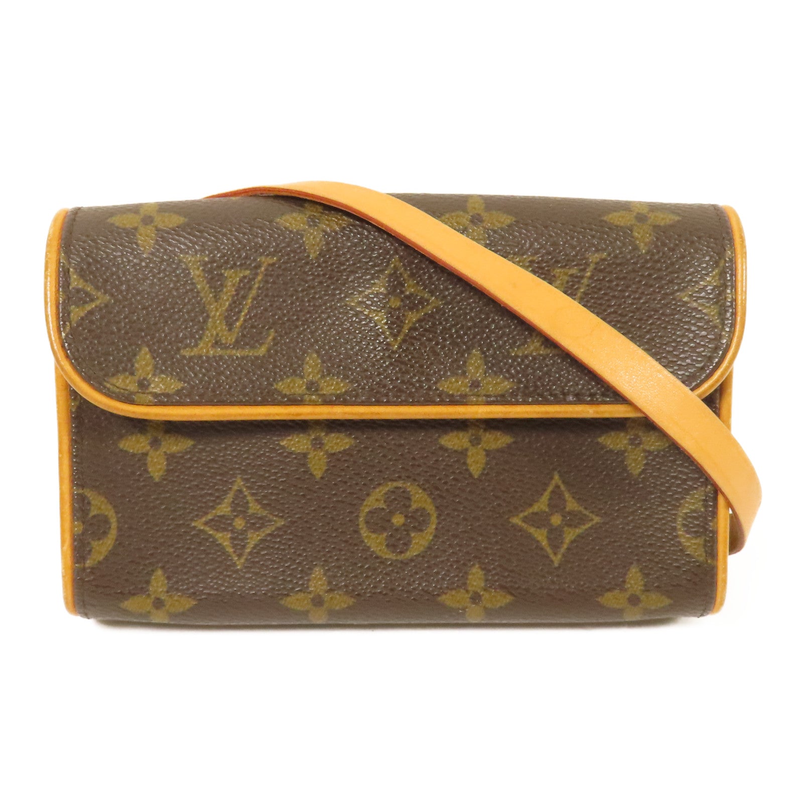 LOUIS VUITTON Monogram Pochette Florentine金扣腰包棕色