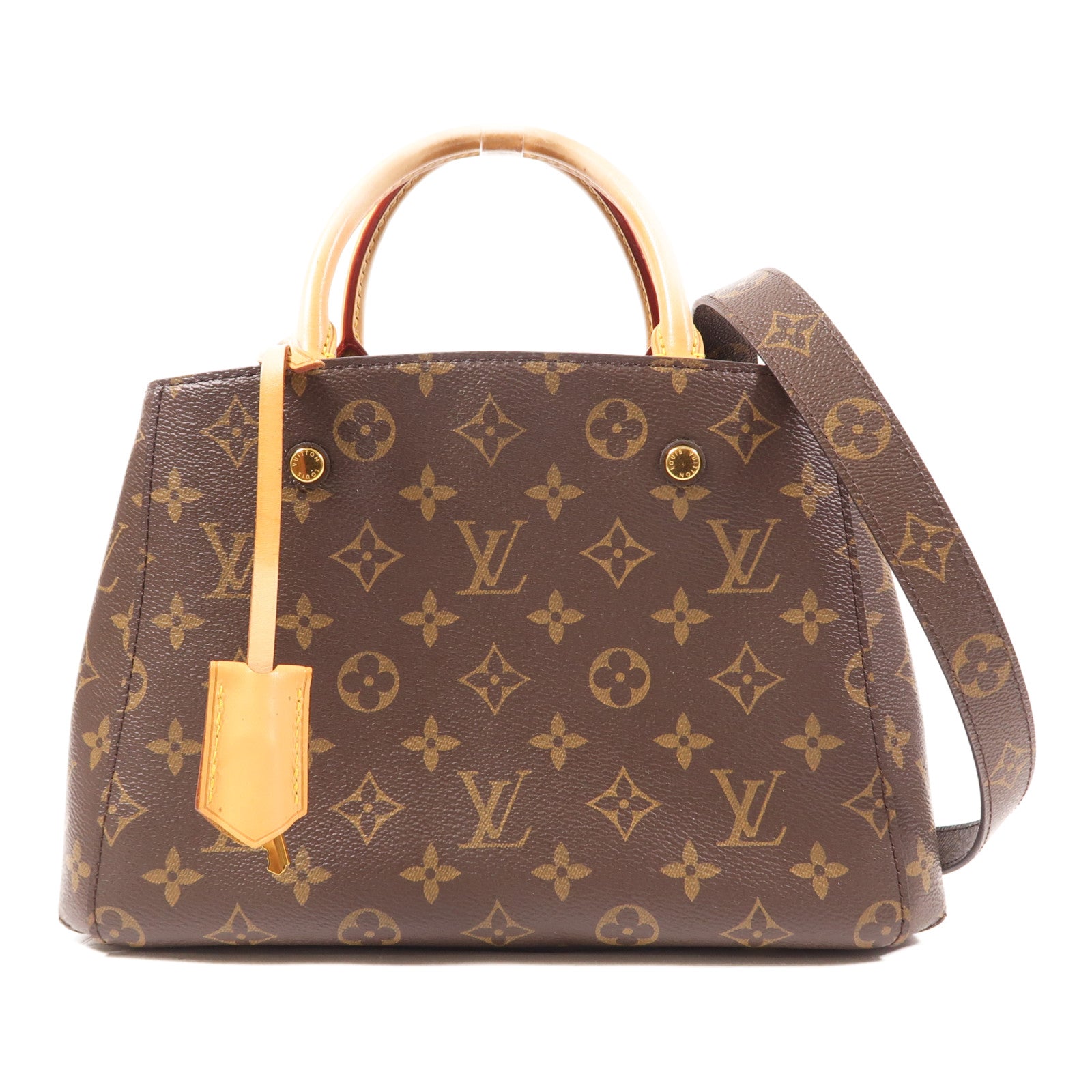 LOUIS VUITTON Monogram Montaigne BB金扣手挽肩背兩用袋棕色