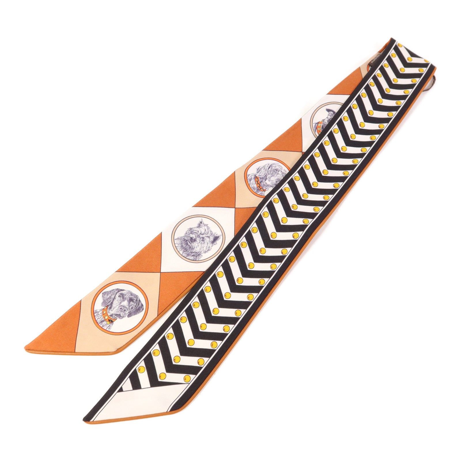 HERMES 絲質/皮革Twilly絲巾