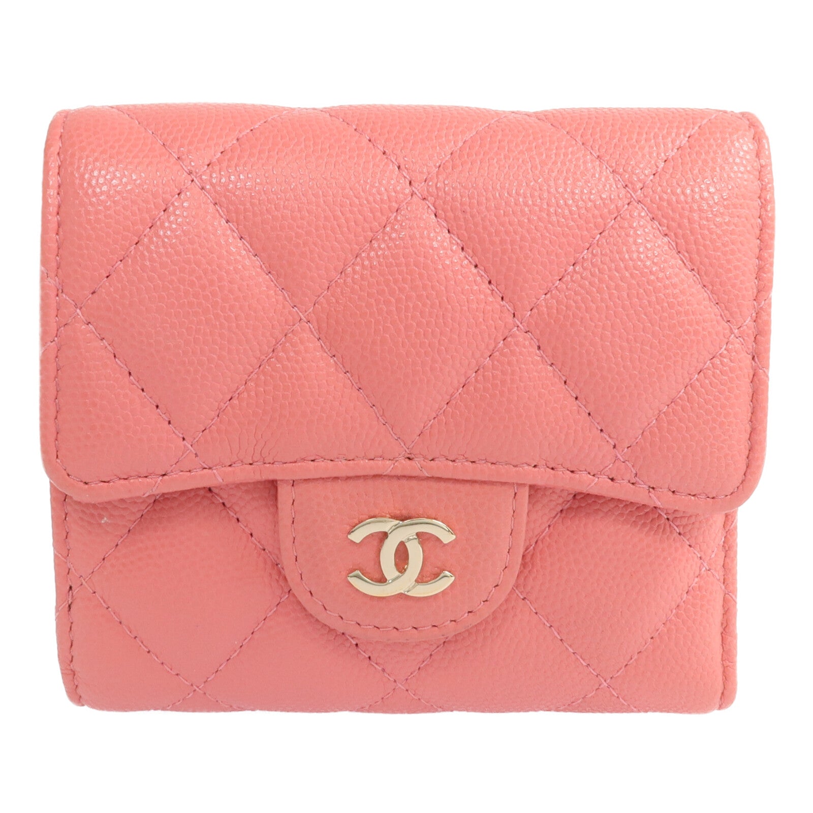 CHANEL 【激減優惠】牛皮皮革Wallet金扣錢包