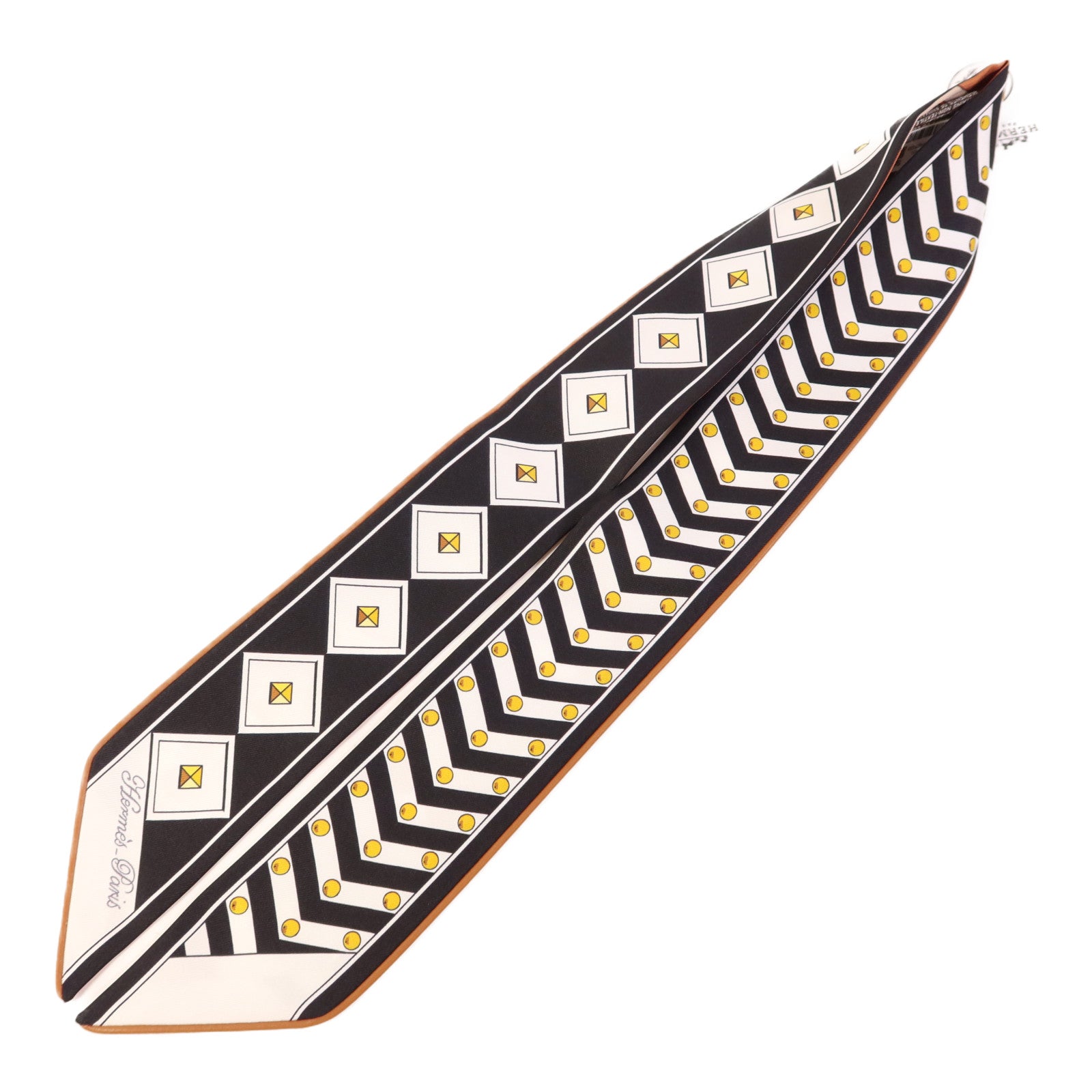 HERMES 絲質/皮革Twilly絲巾