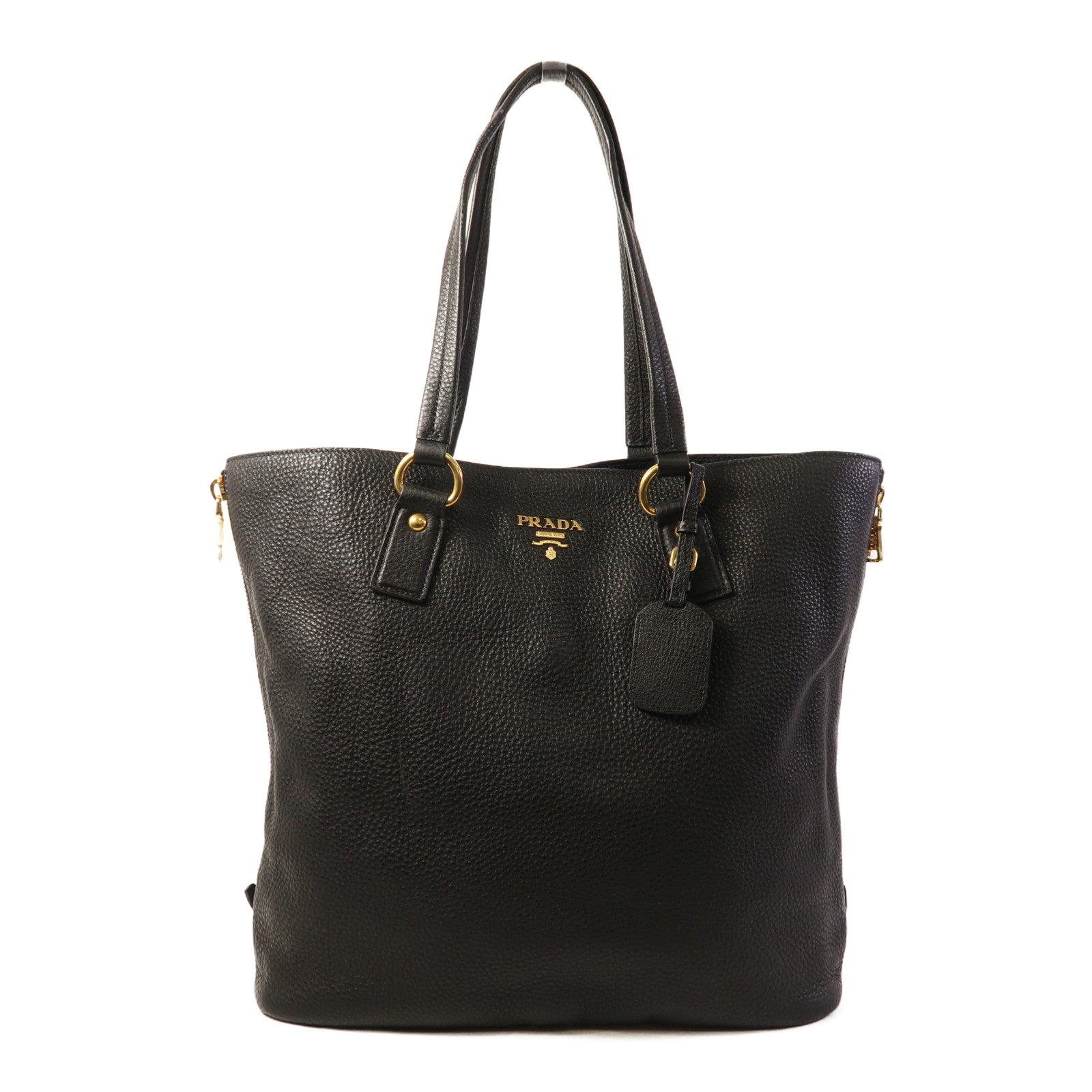 PRADA 牛皮皮革Tote Bag金扣肩背袋