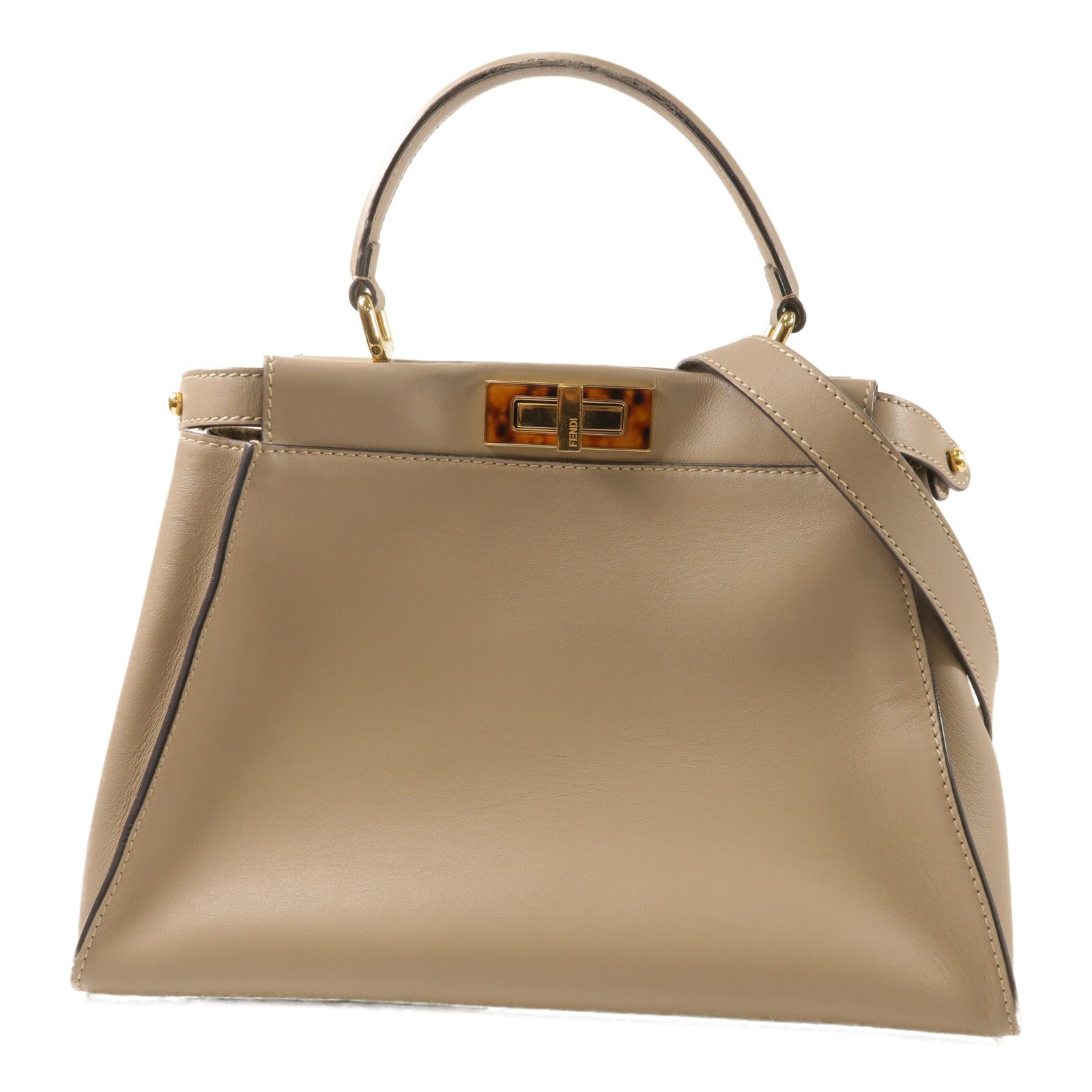 FENDI 牛皮皮革Peekaboo Medium金扣手挽肩背兩用袋