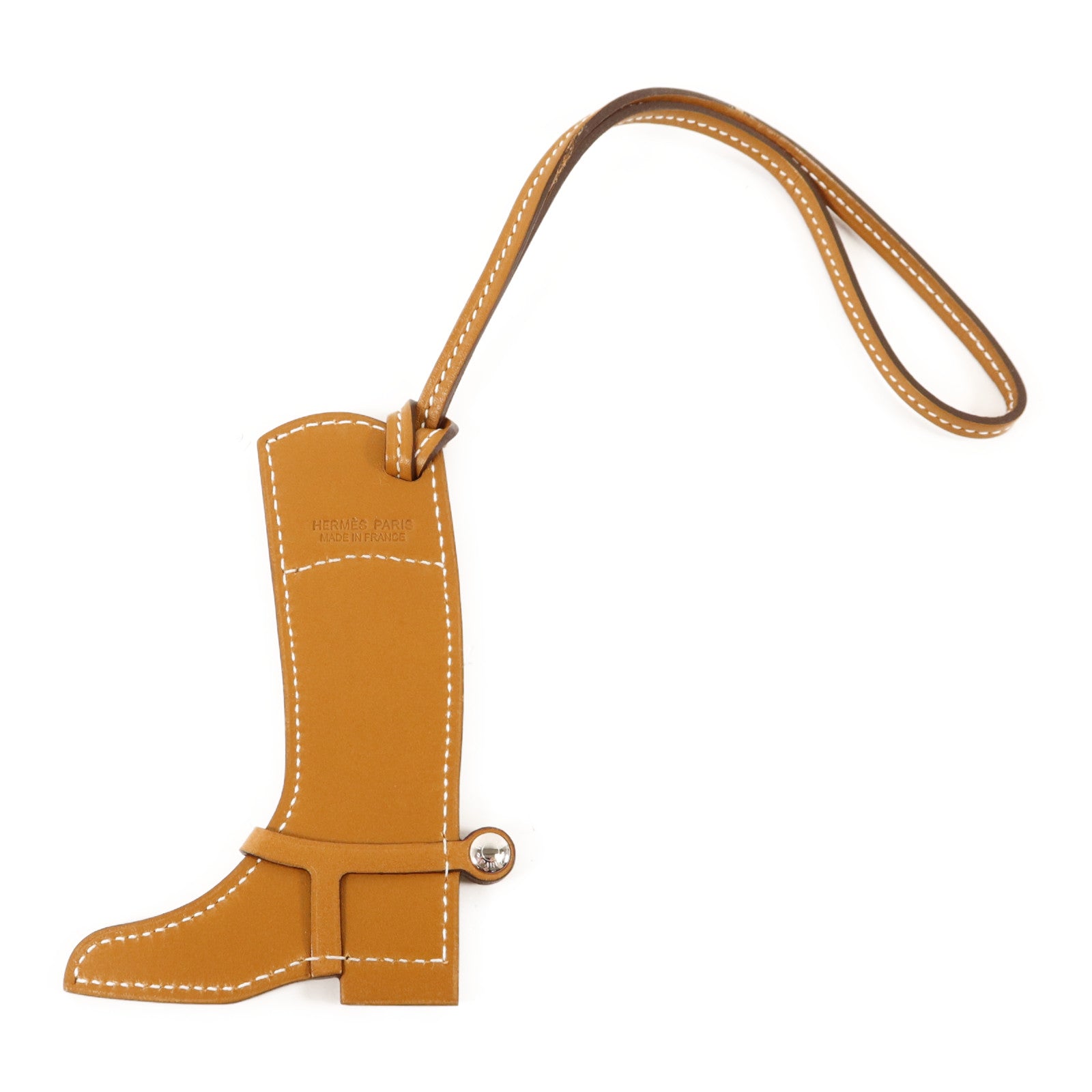 HERMES Swift皮革Paddock Boots Charm掛飾Naturel