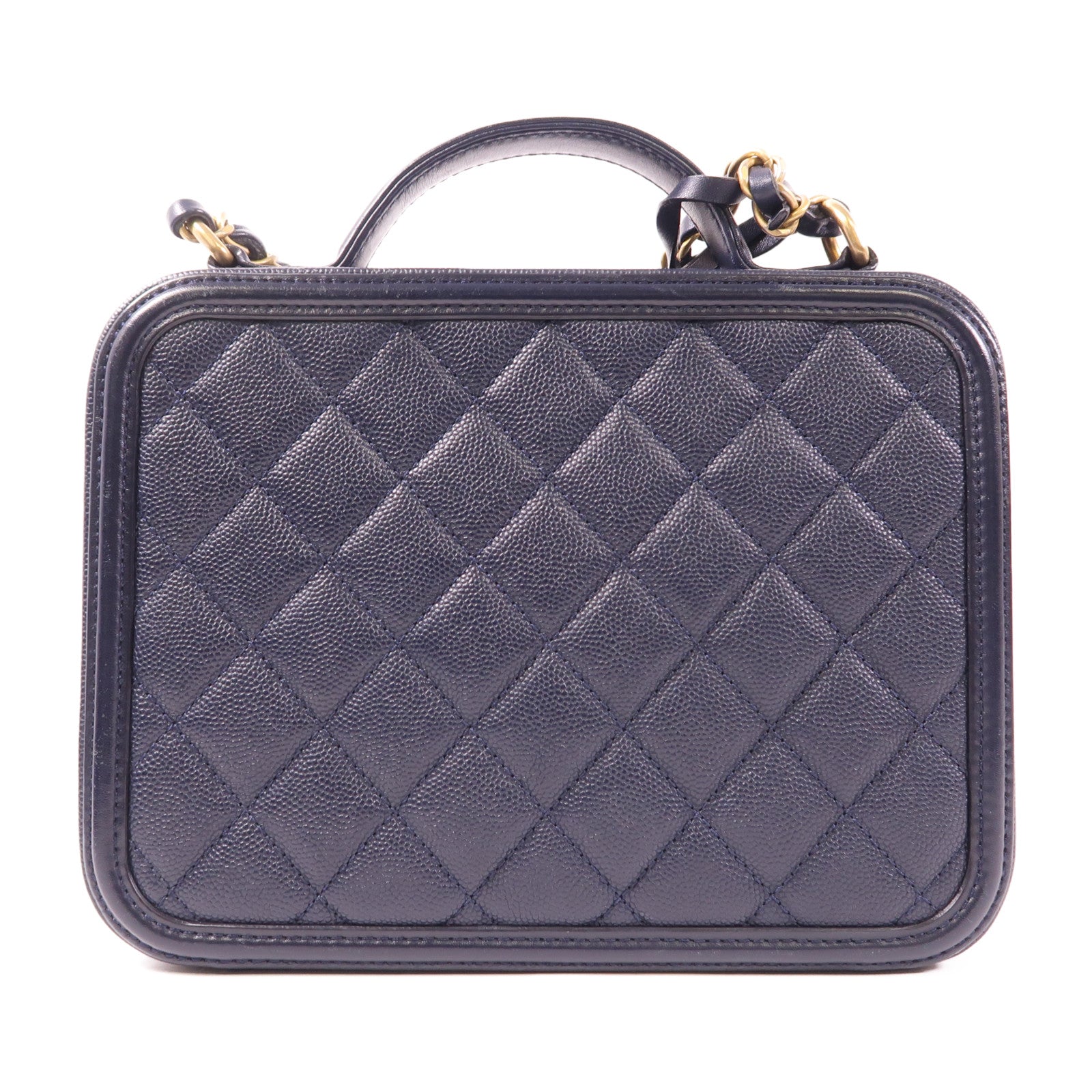 CHANEL 牛皮皮革Vanity Case金扣手挽肩背兩用袋