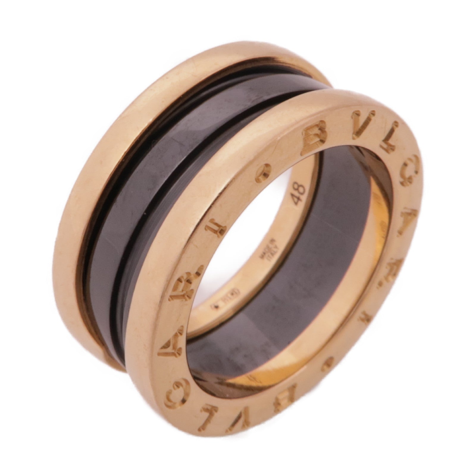 BVLGARI B-zero1 Ring 18K Pink Gold Ceramics US#4.25