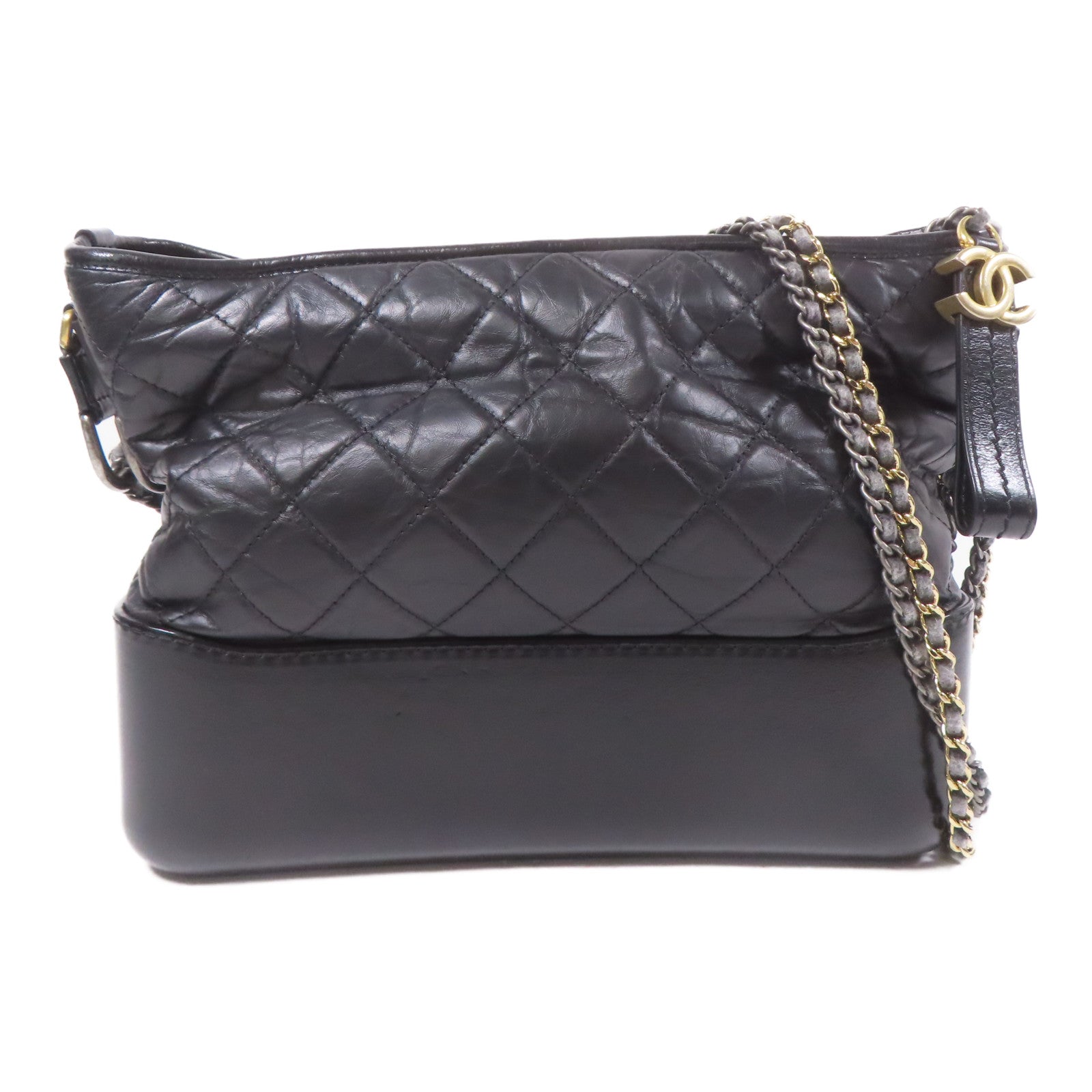 CHANEL CC Gabrielle Shoulder Bag Calfskin Leather Black