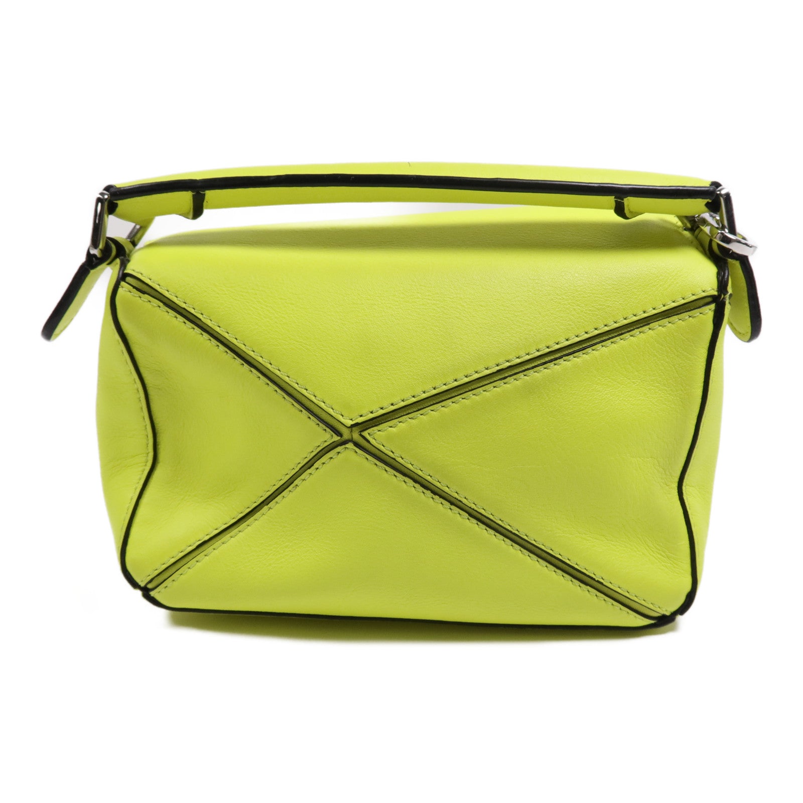 LOEWE 牛皮皮革Mini Puzzle銀扣手挽肩背兩用袋