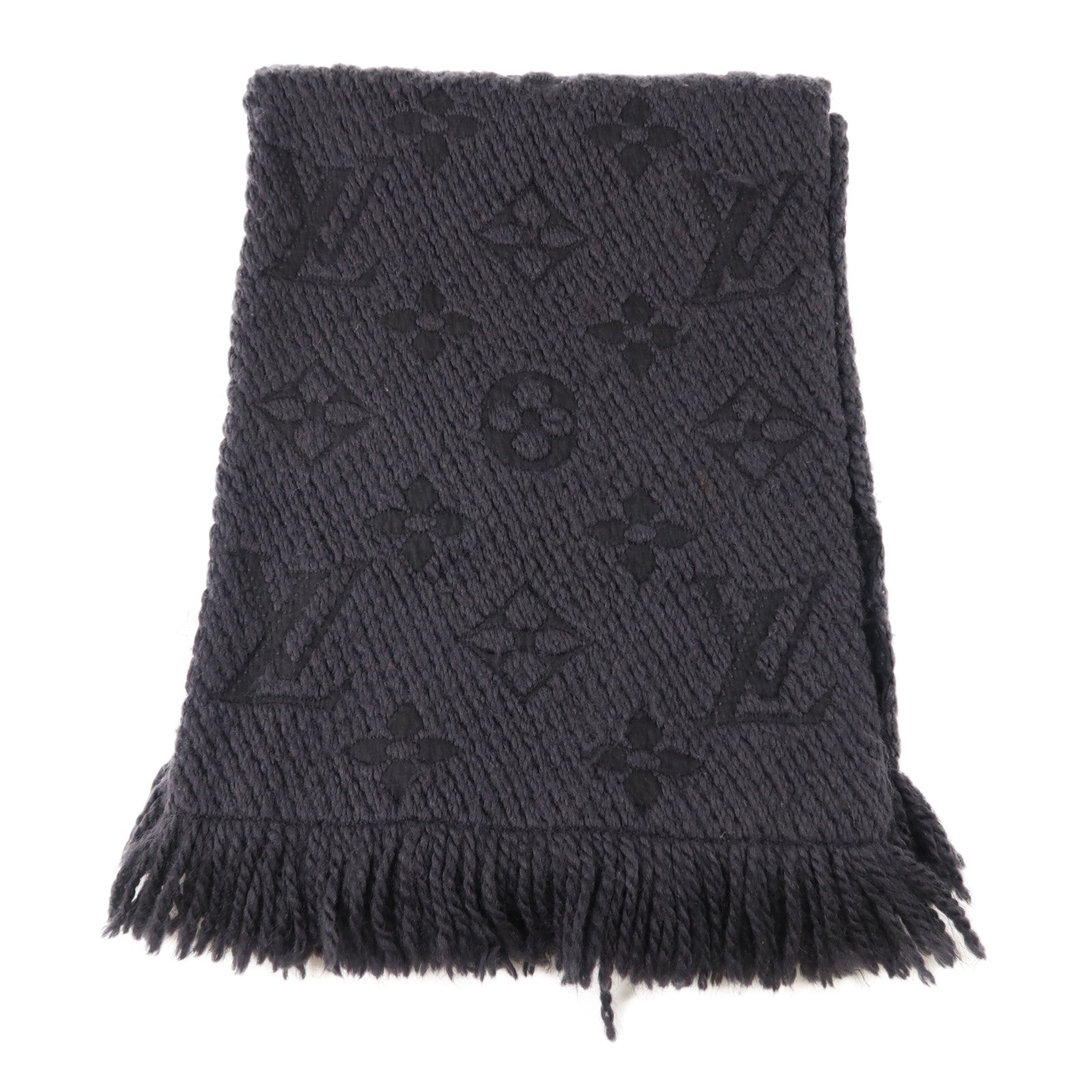 LOUIS VUITTON 羊毛/絲質Logomania Scarf圍巾黑色