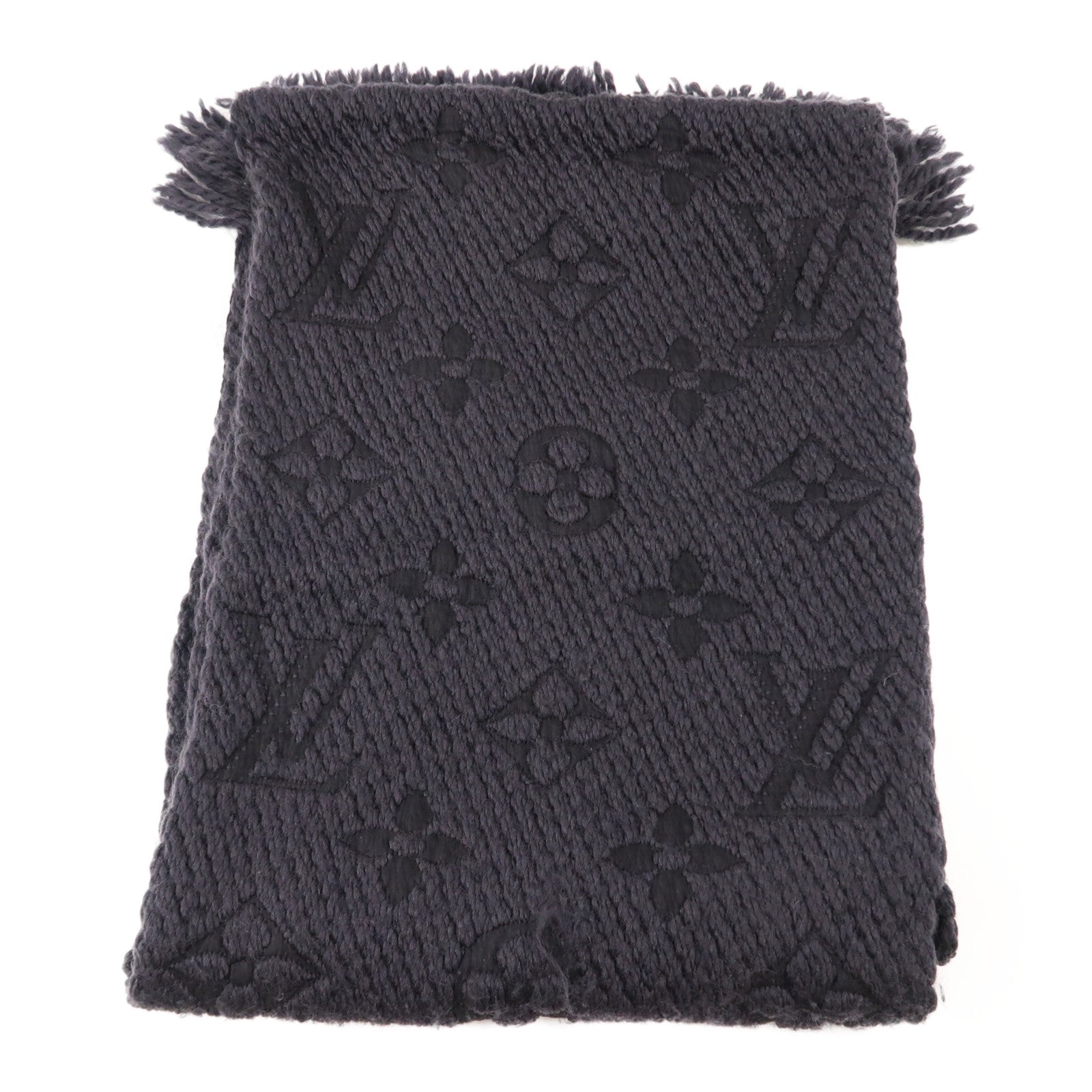 LOUIS VUITTON 羊毛/絲質Logomania Scarf圍巾黑色
