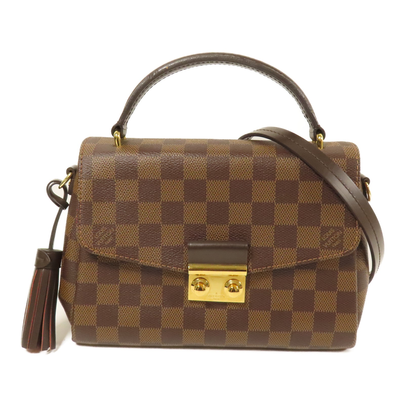 LOUIS VUITTON Damier Croisette金扣手挽肩背兩用袋