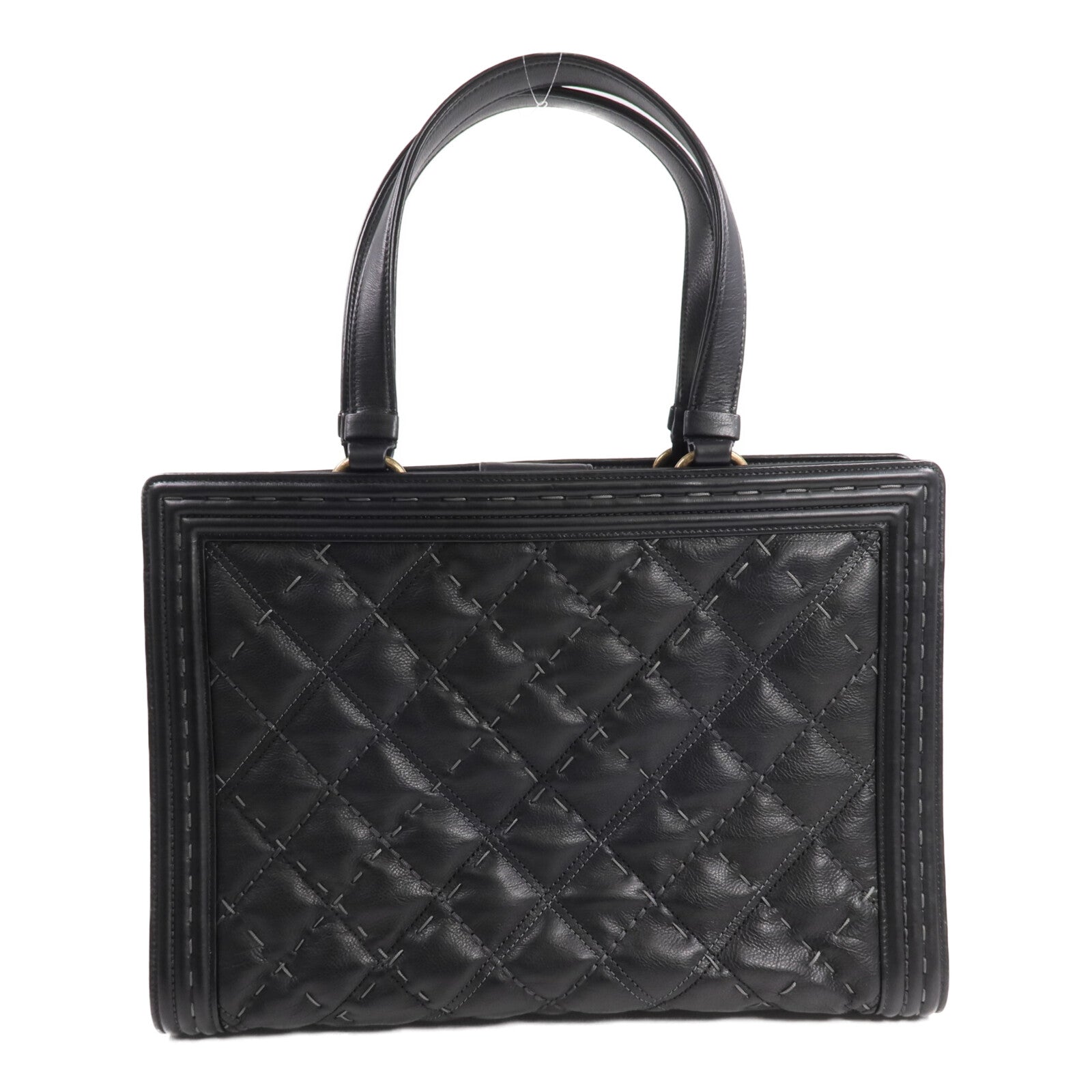 CHANEL 牛皮皮革Boy Tote金扣手挽袋