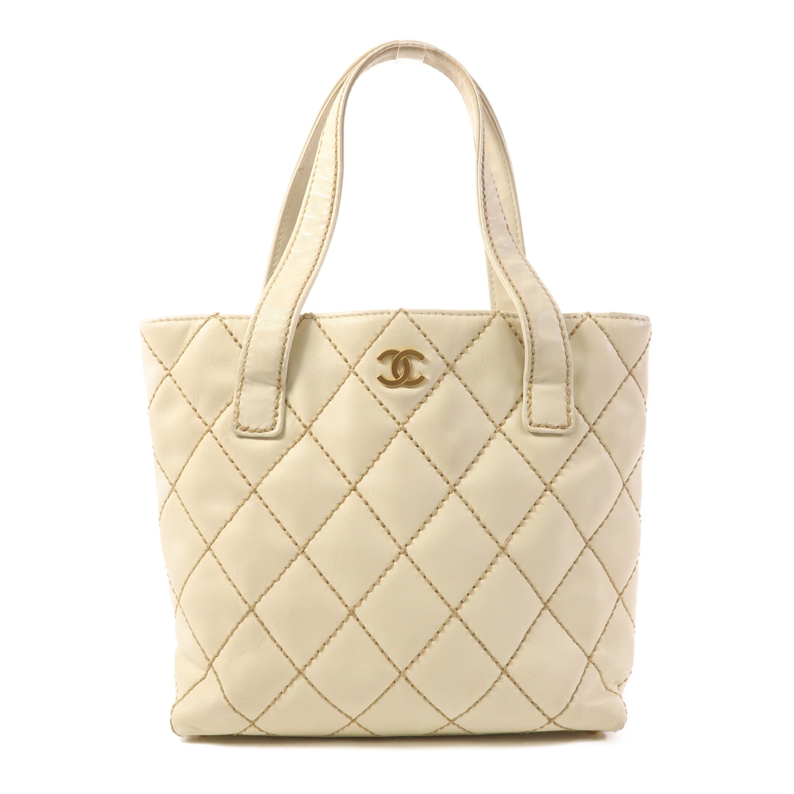 CHANEL 牛皮皮革Vintage Hand Bag金扣手挽袋