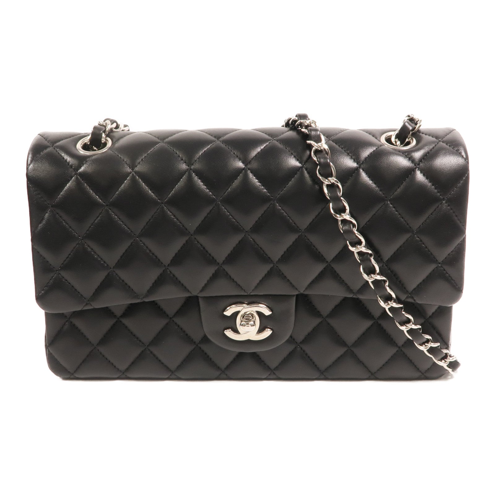 CHANEL 羊皮皮革Classic 25銀扣鏈帶肩背袋