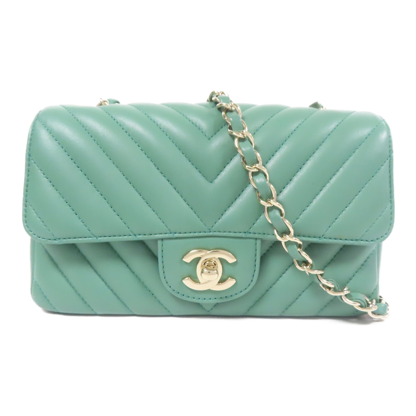 CHANEL 牛皮皮革Shoulder Bag金扣鏈帶肩背袋