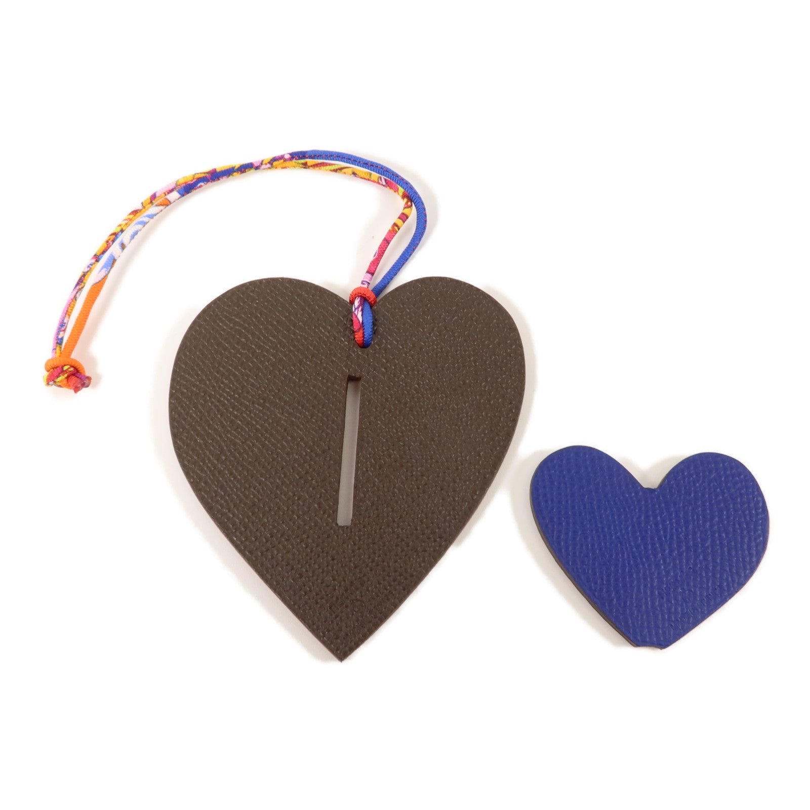 HERMES Epsom皮革/Clemence皮革Petit H Heart Charm掛飾Ebene/Rouge Pivoine/Abricot/Bleu Electrique