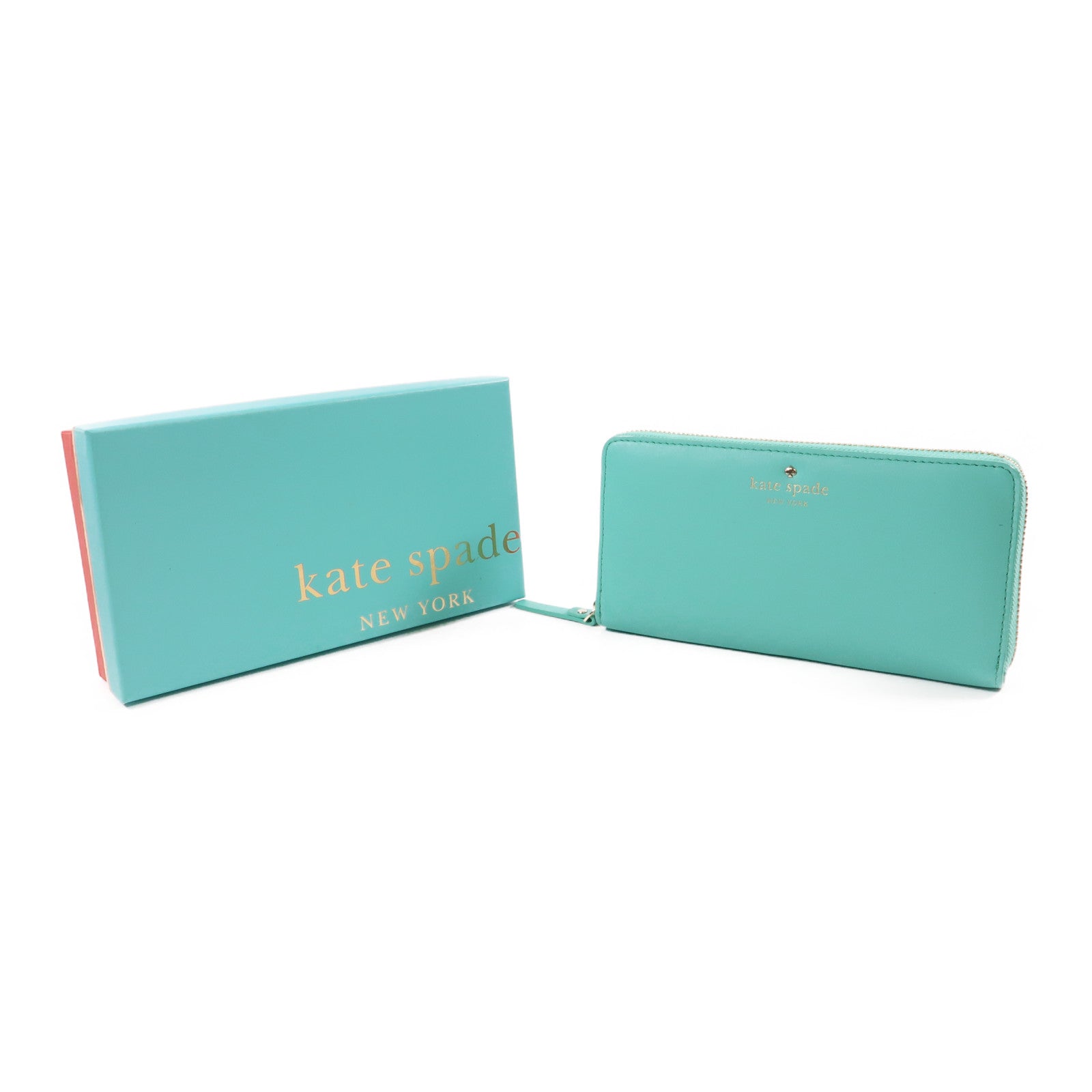 Kate Spade GHW Long Wallet Calfskin Leather Blue