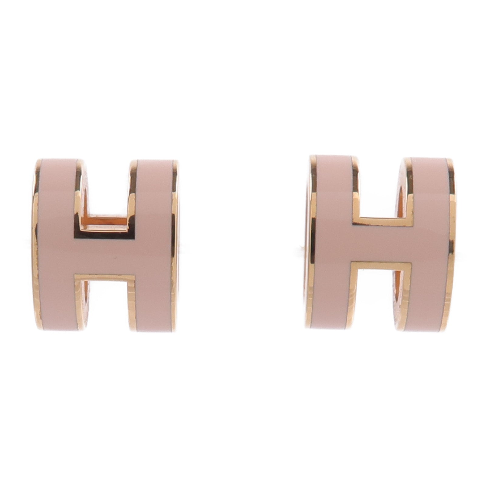 HERMES 金屬Mini Pop H Earrings耳環Rose Dragee