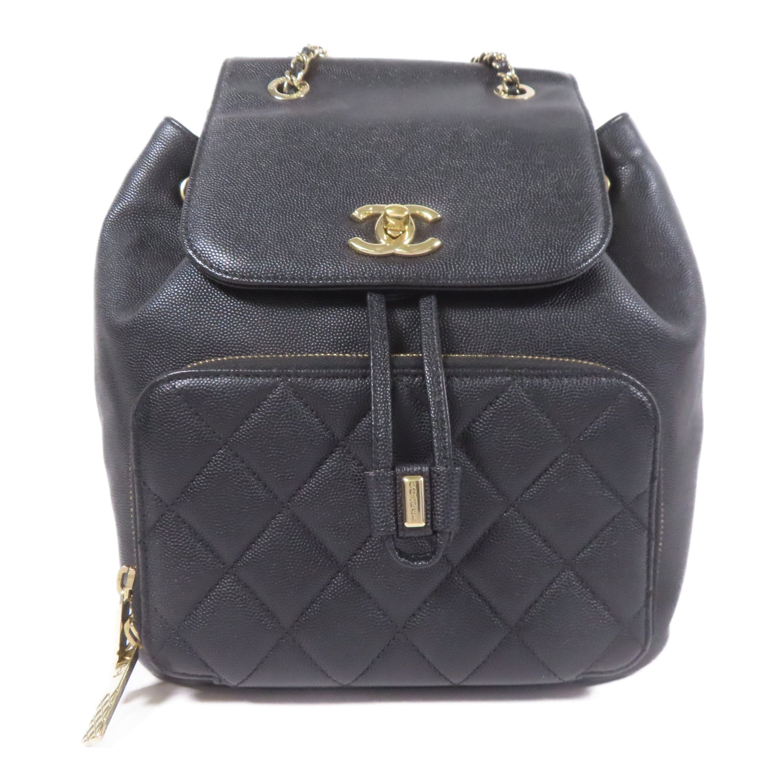 CHANEL 牛皮皮革Backpack金扣背包