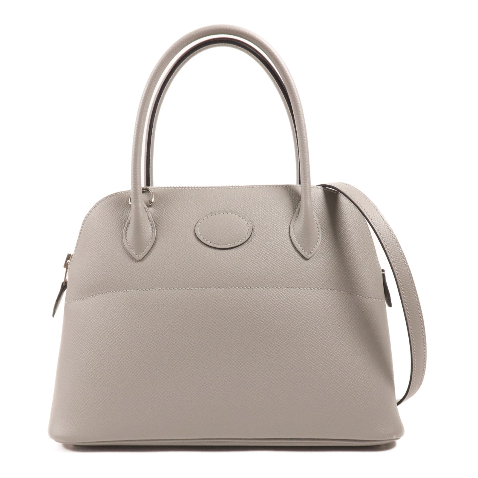 HERMES Epsom皮革Bolide 27銀扣手挽肩背兩用袋Gris Mouette