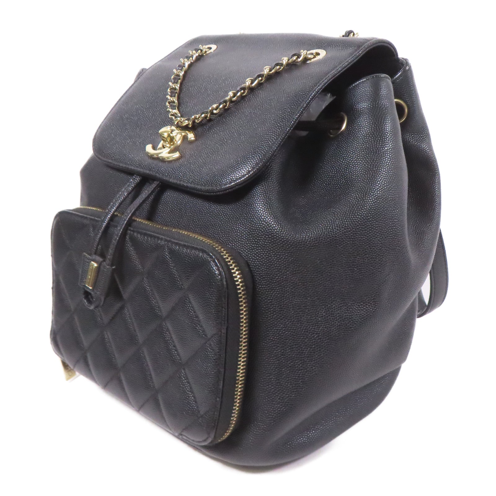 CHANEL CC GHW Backpack Calfskin Leather Black