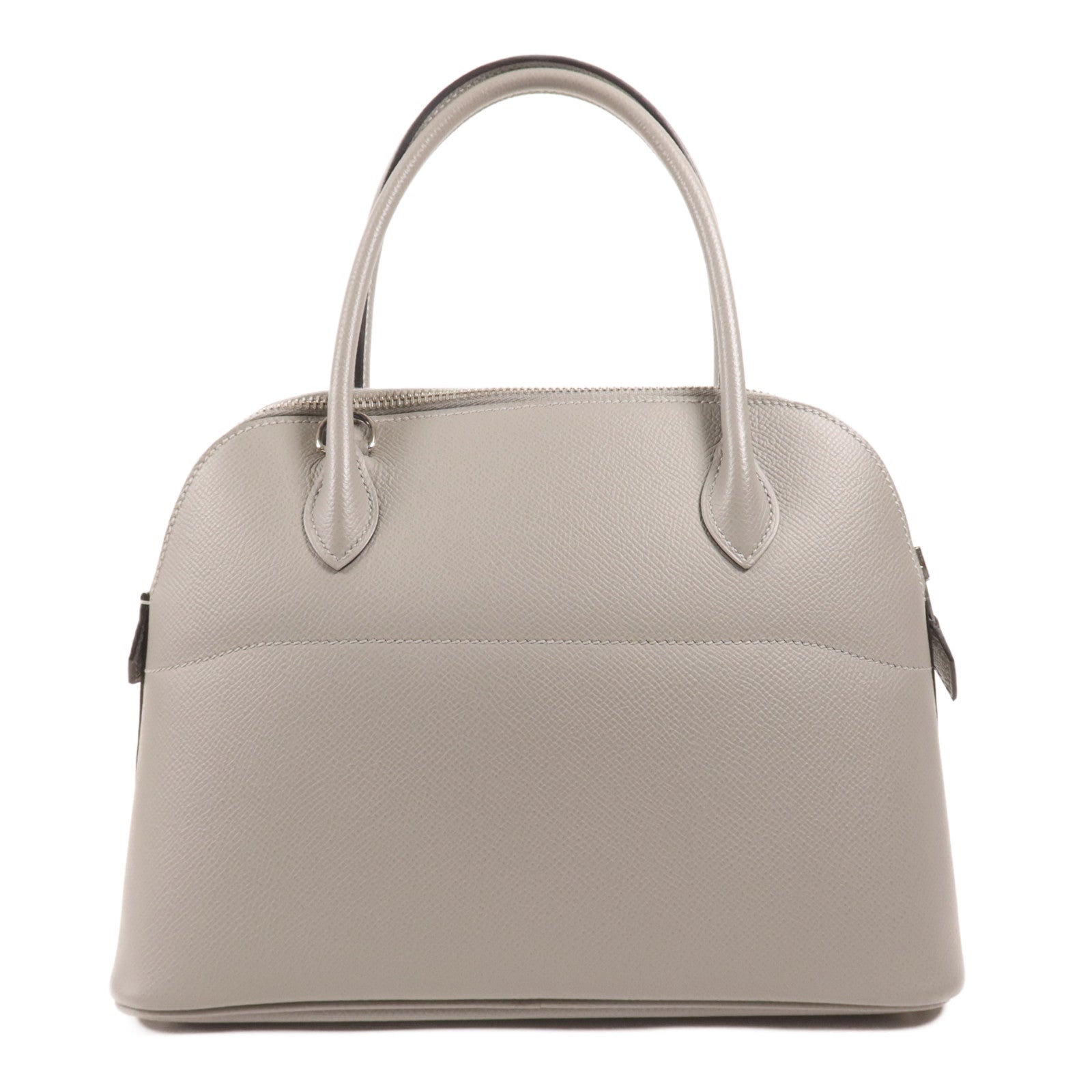 HERMES Epsom皮革Bolide 27銀扣手挽肩背兩用袋Gris Mouette