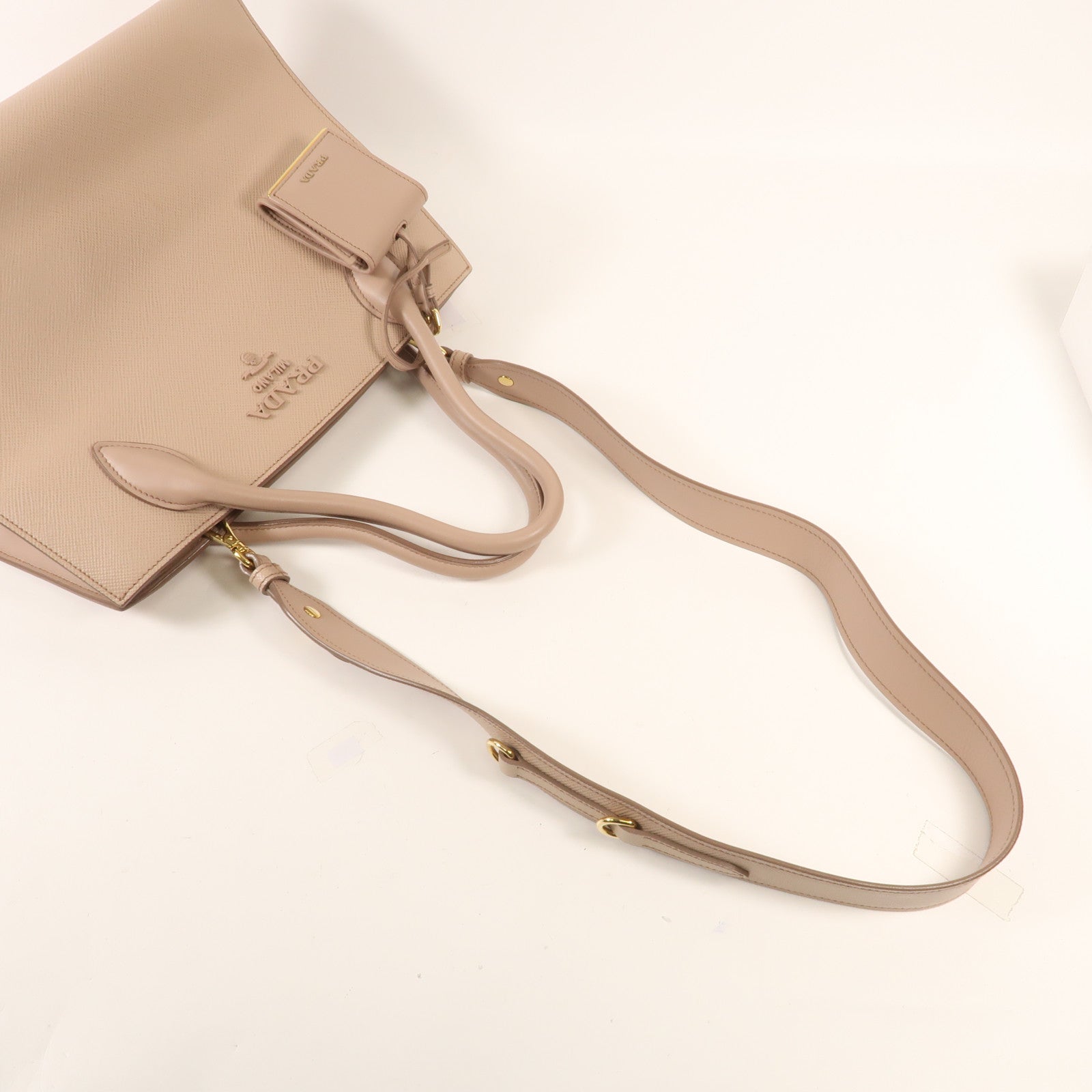 PRADA 牛皮皮革Monochrome金扣手挽肩背兩用袋