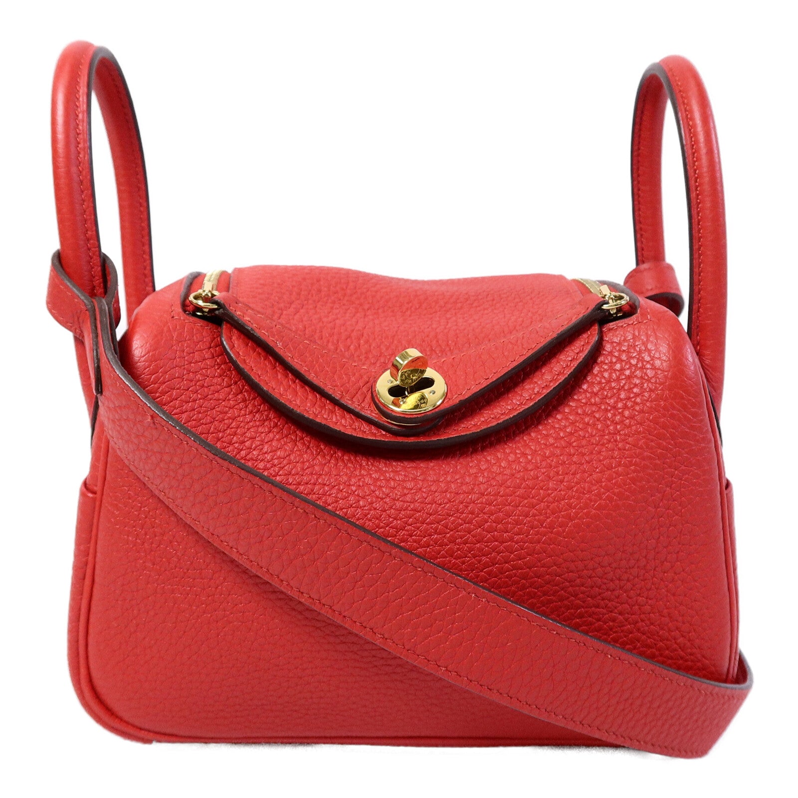 HERMES Clemence皮革Mini Lindy金扣手挽肩背兩用袋