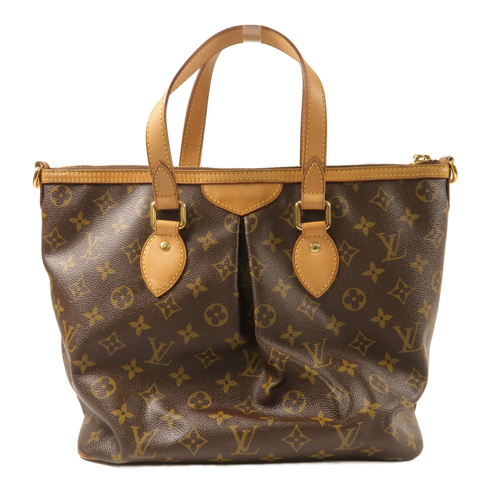 LOUIS VUITTON Monogram Palermo PM金扣手挽肩背兩用袋棕色
