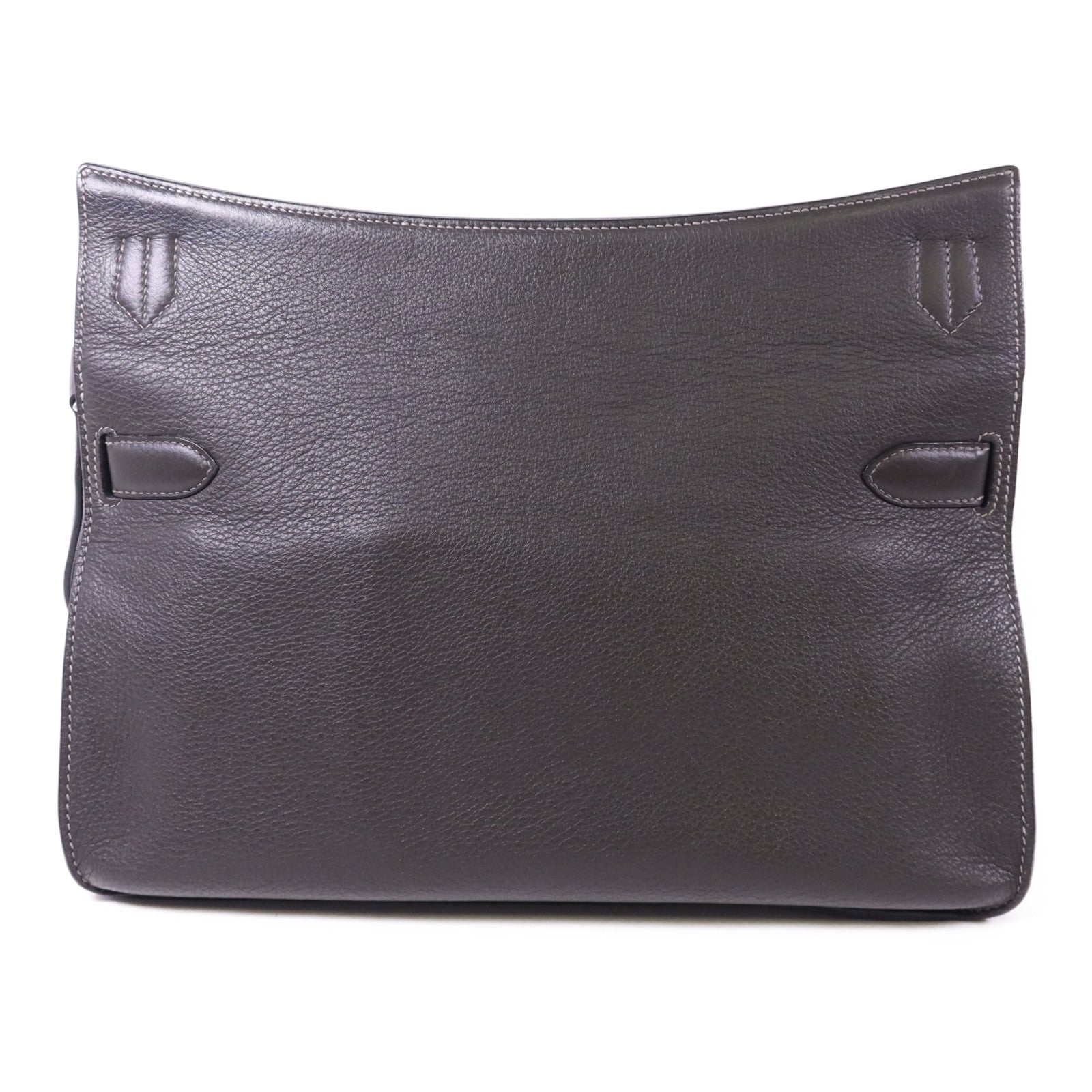 HERMES Clemence皮革Jypesiere 34銀扣肩背袋Etain