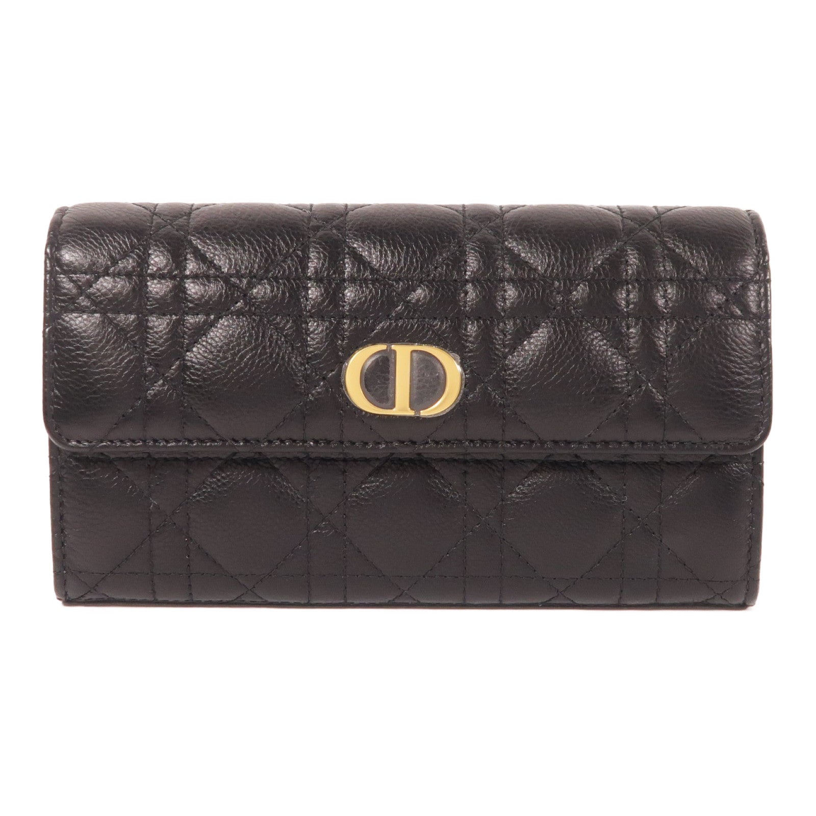 Dior 牛皮皮革Caro Orchid金扣長錢包