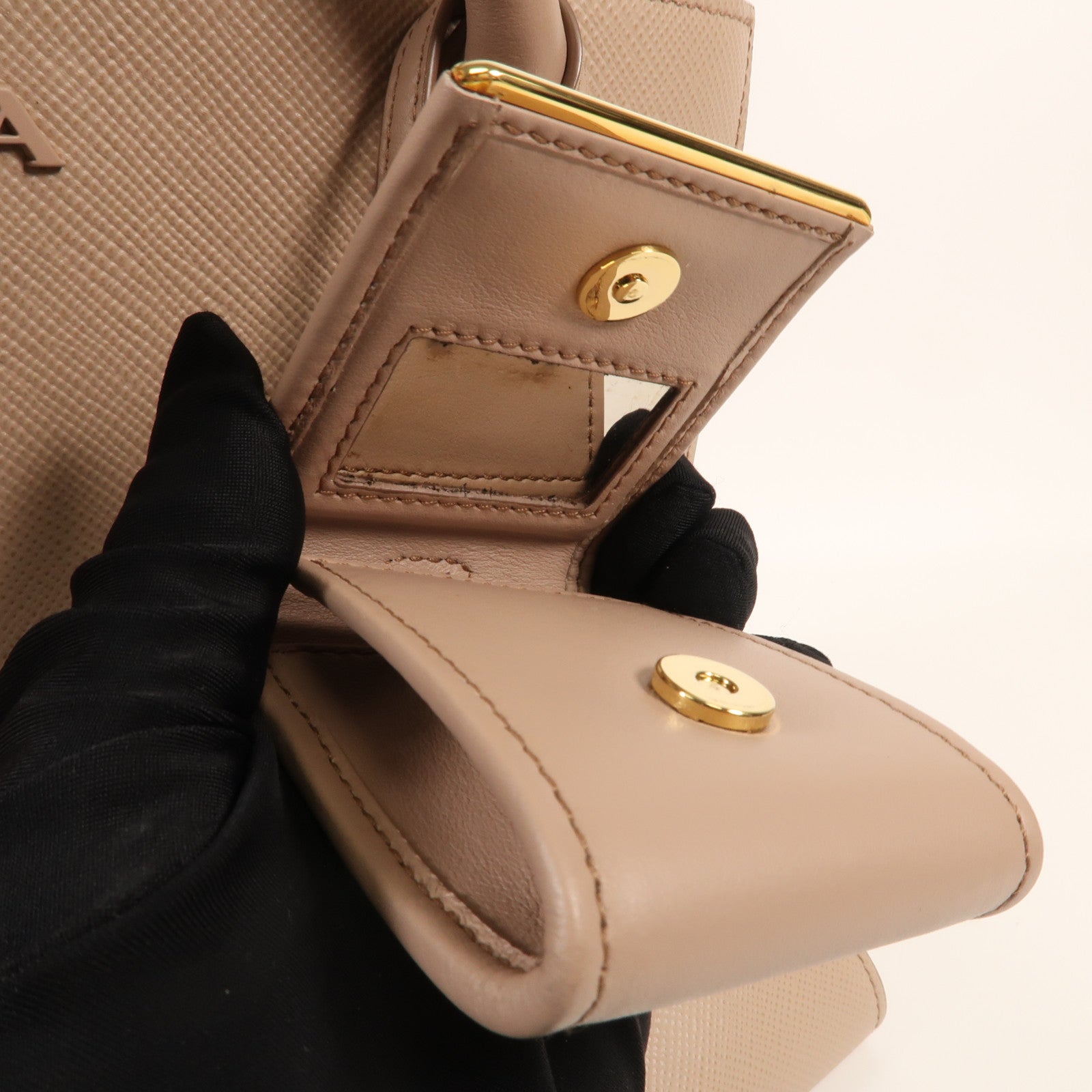 PRADA 牛皮皮革Monochrome金扣手挽肩背兩用袋