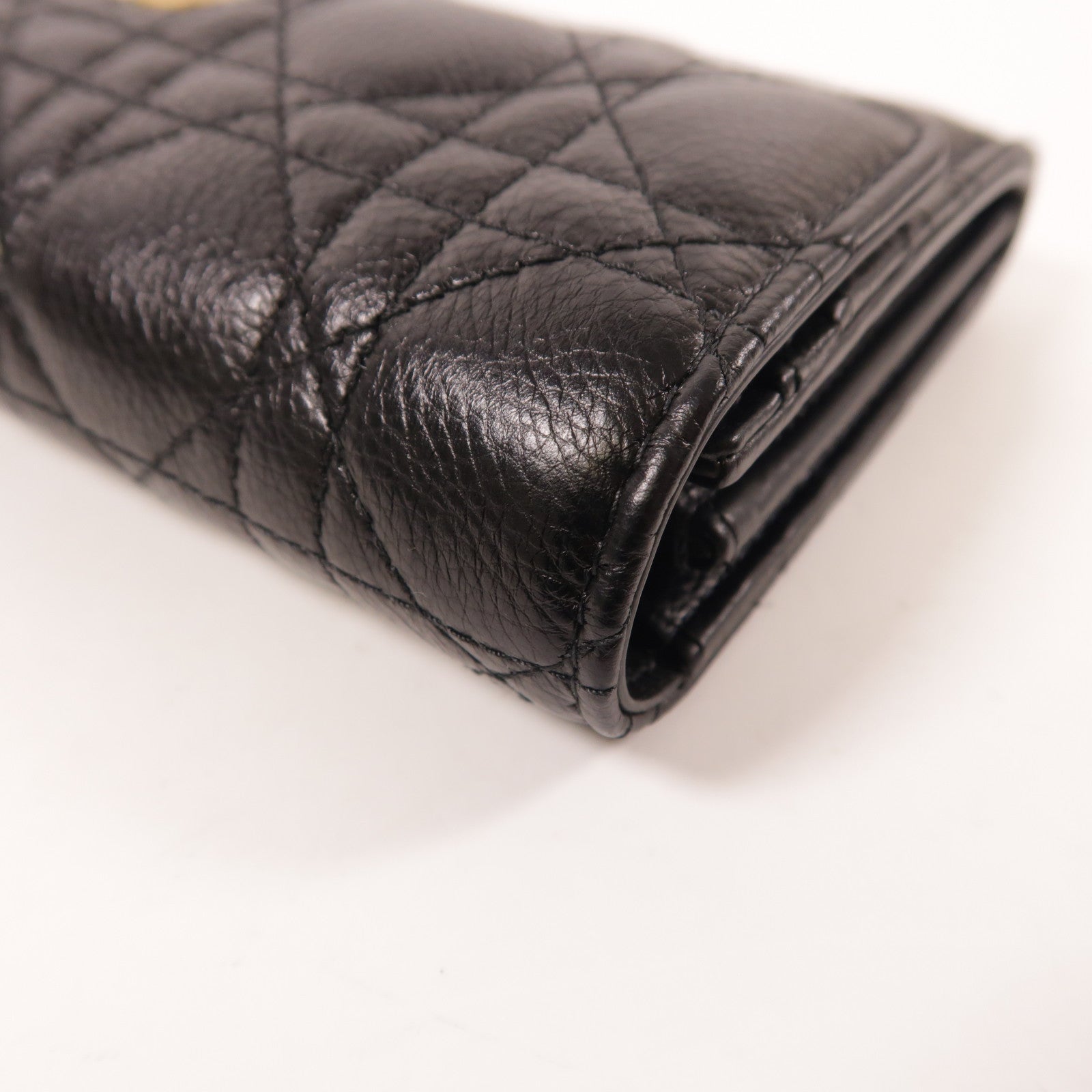 Dior CD GHW Caro Orchid Long Wallet S5039UWHC Calfskin Leather Black