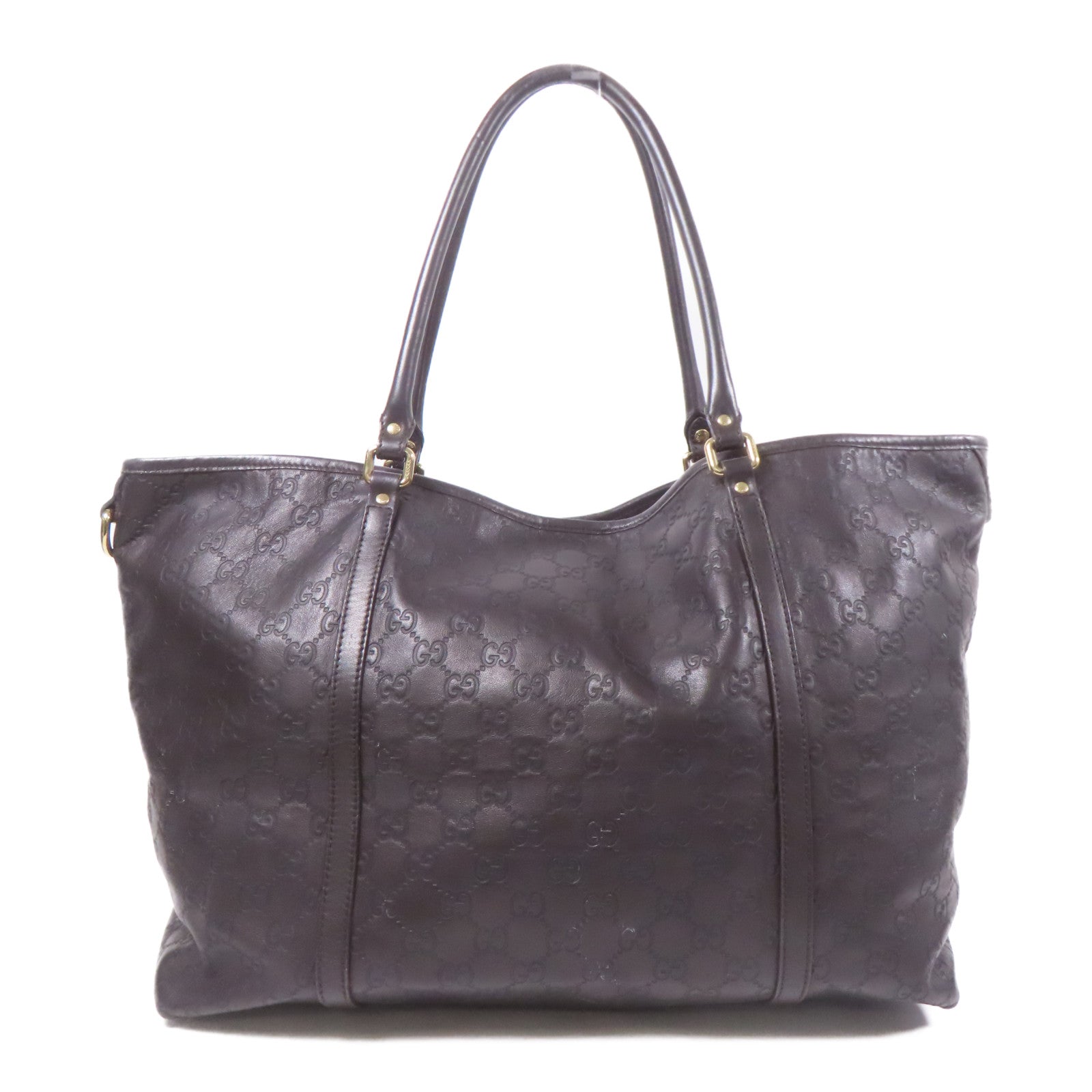 GUCCI GG GHW Tote Bag Leather Brown