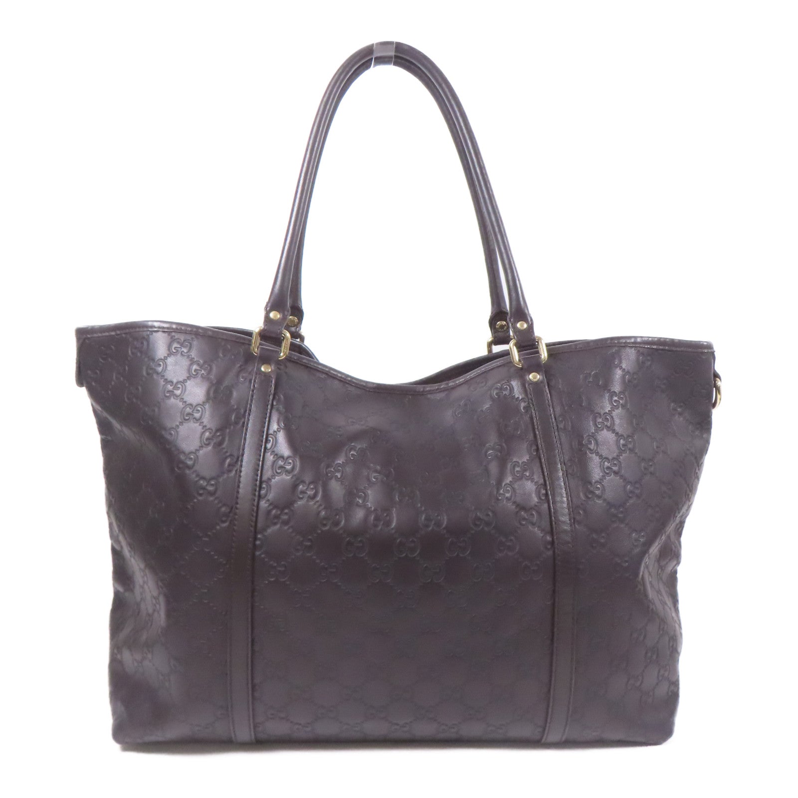 GUCCI GG GHW Tote Bag Leather Brown