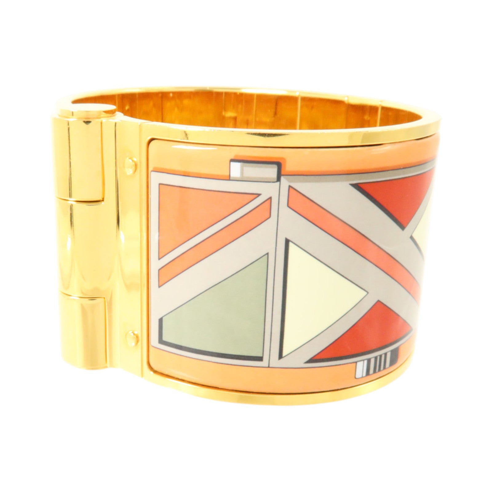 HERMES 金屬/琺瑯Charniere Wide Bangle金扣手鐲