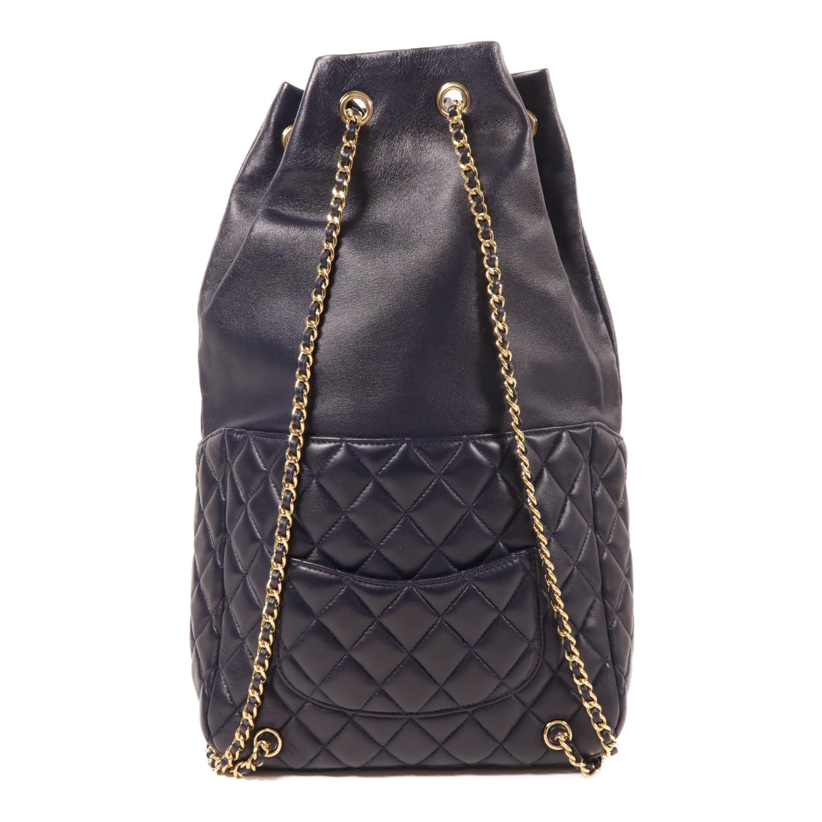 CHANEL 羊皮皮革Backpack金扣背包